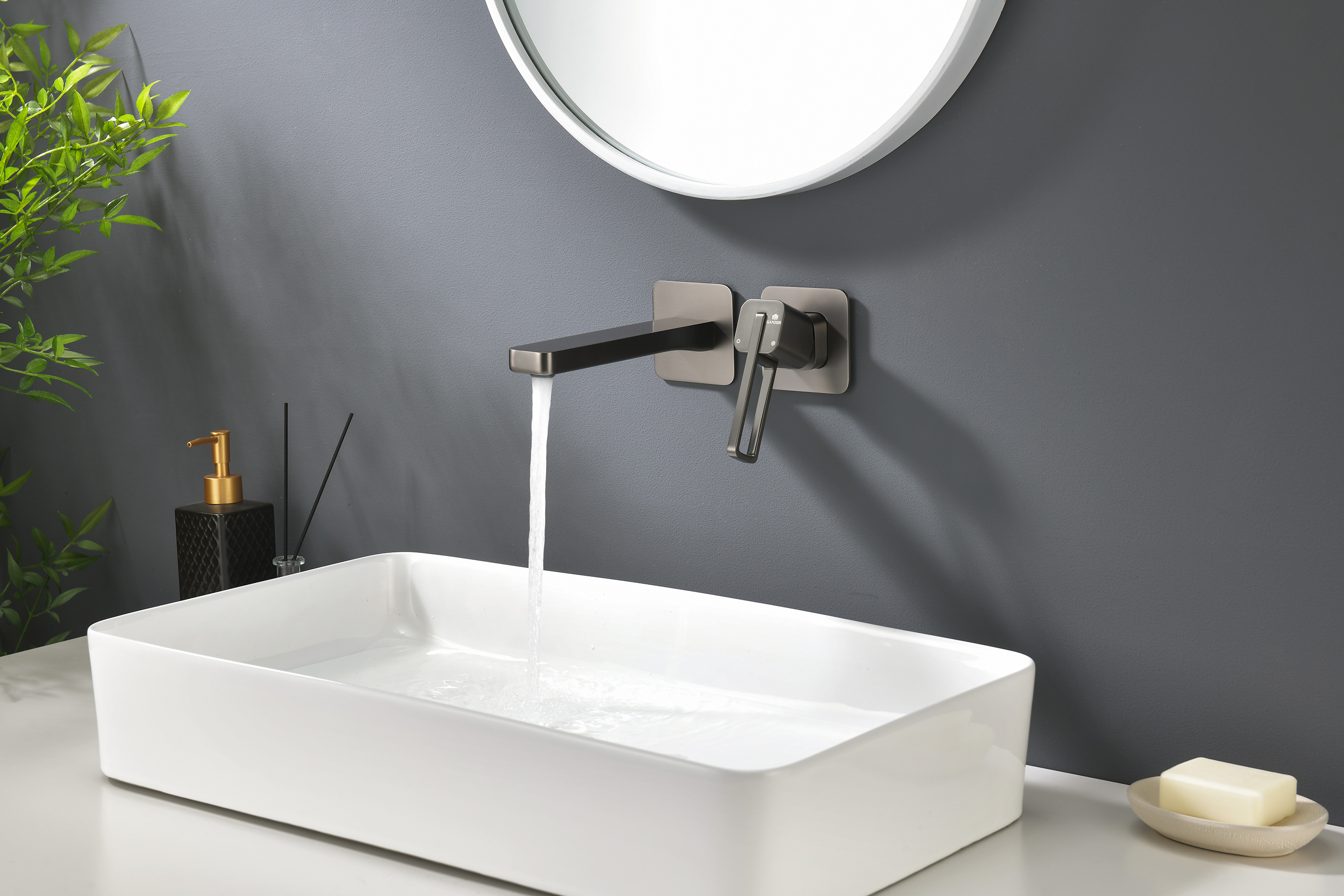 12144-Q Встроенный смес для рак. (ГРАФИТ) GANZER  (10/1шт)