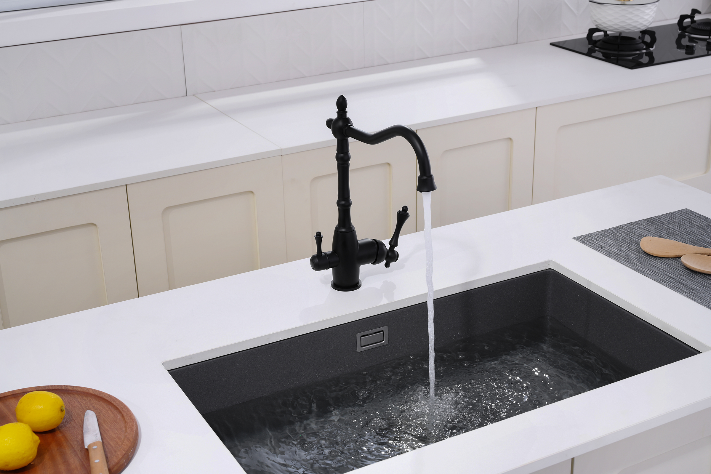 77122-C Смеситель для кухни с под. филь. (ЧЕРНЫЙ) GANZER  (10/1шт)