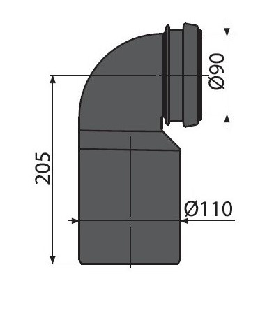 Колено 90° СТОКА для инст. DN90/110  АлкаПласт (20/1шт)