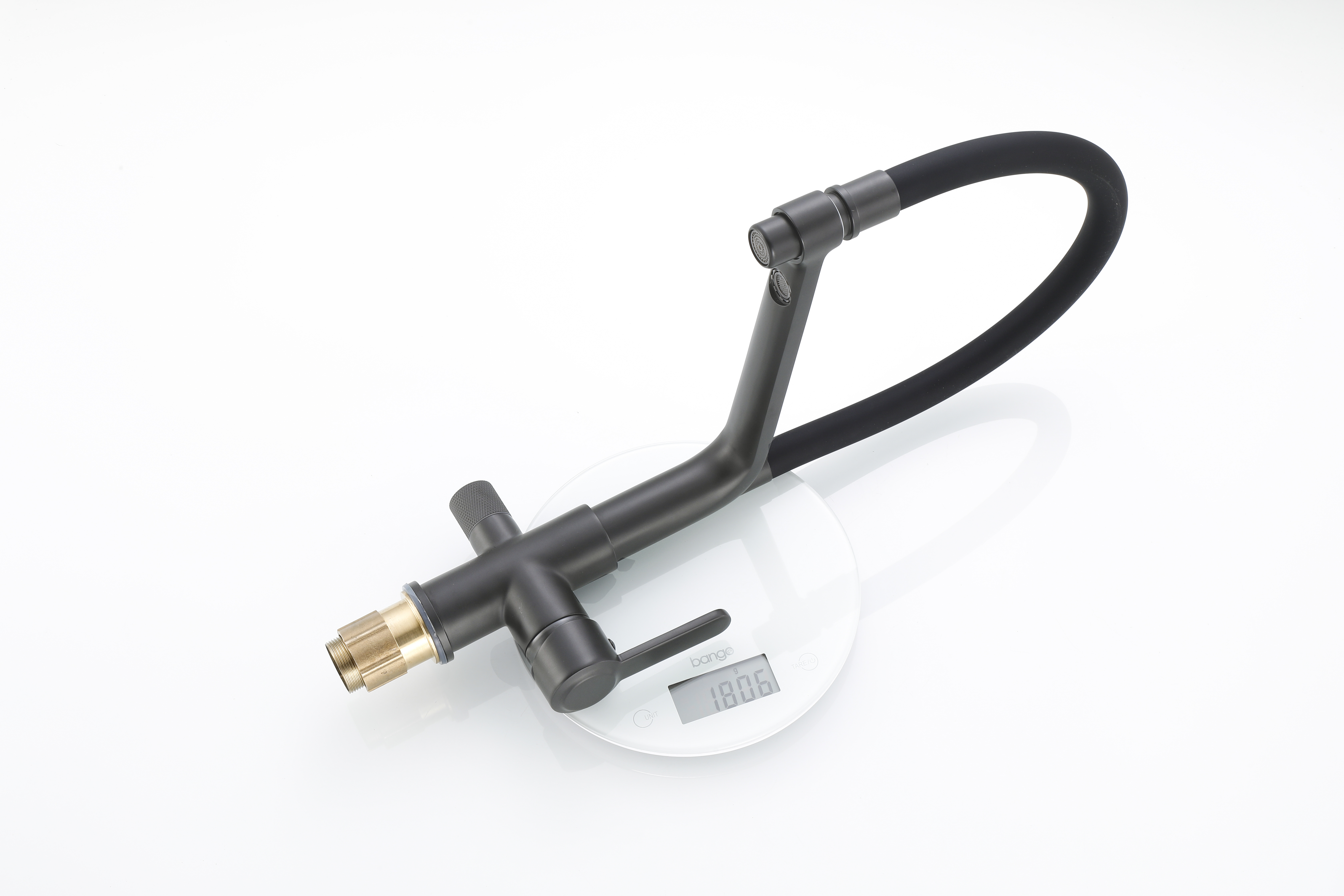 15075-PC Смес. для кухни с гиб шланг и под фильт (ГРАФИТ+ЧЕРНЫЙ) HANSEN (10/1шт)