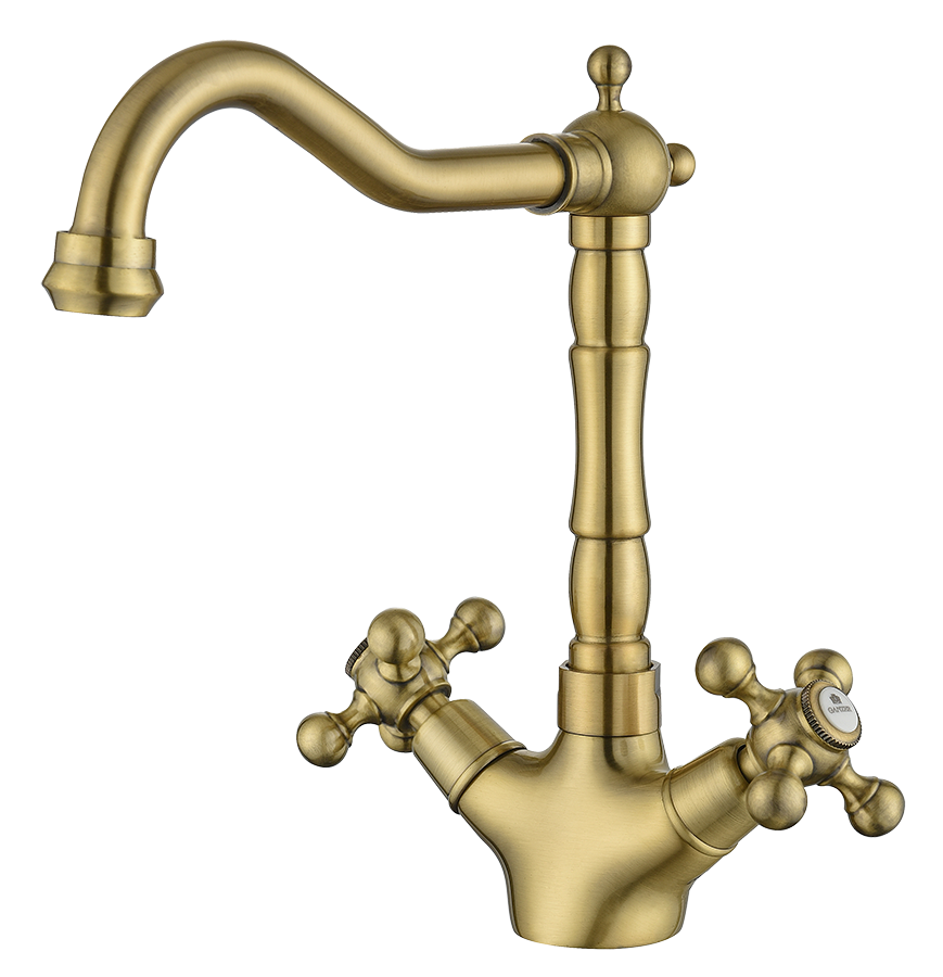 09122-D Смеситель 2-ух руч. для кухни (БРОНЗА) GANZER  (10/1шт)