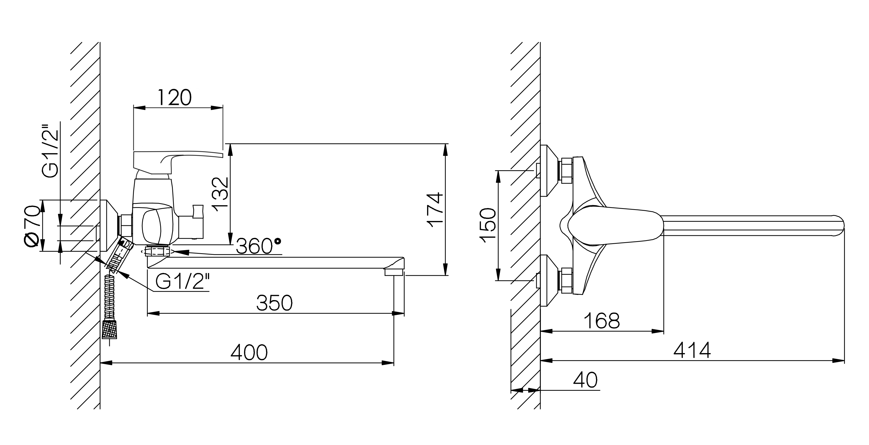 22024 Смеситель для ванны HANSEN  (10/1шт)