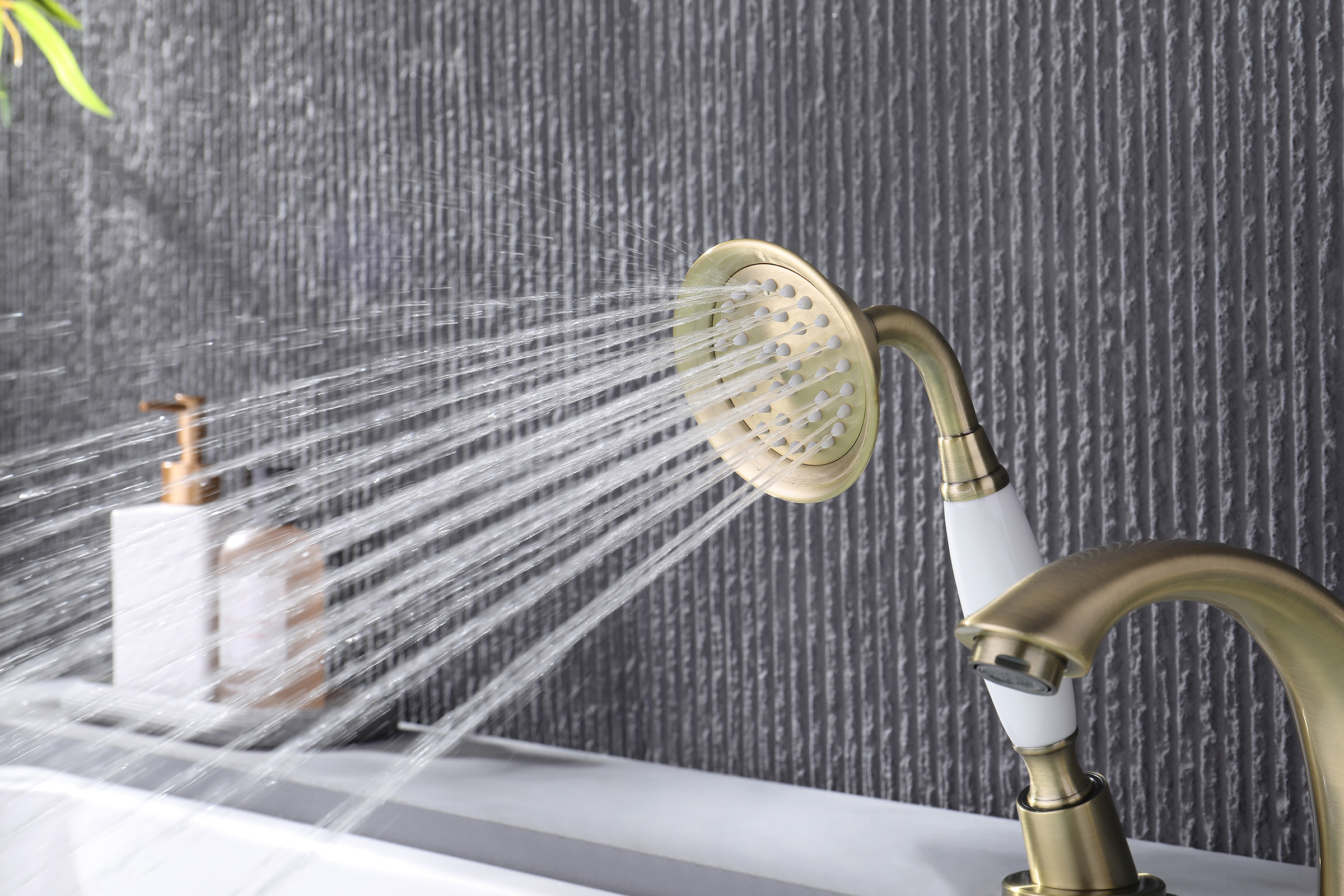 77133-D Смеситель на борт ванны (3-отв,БРОНЗА)  GANZER (8/1шт)