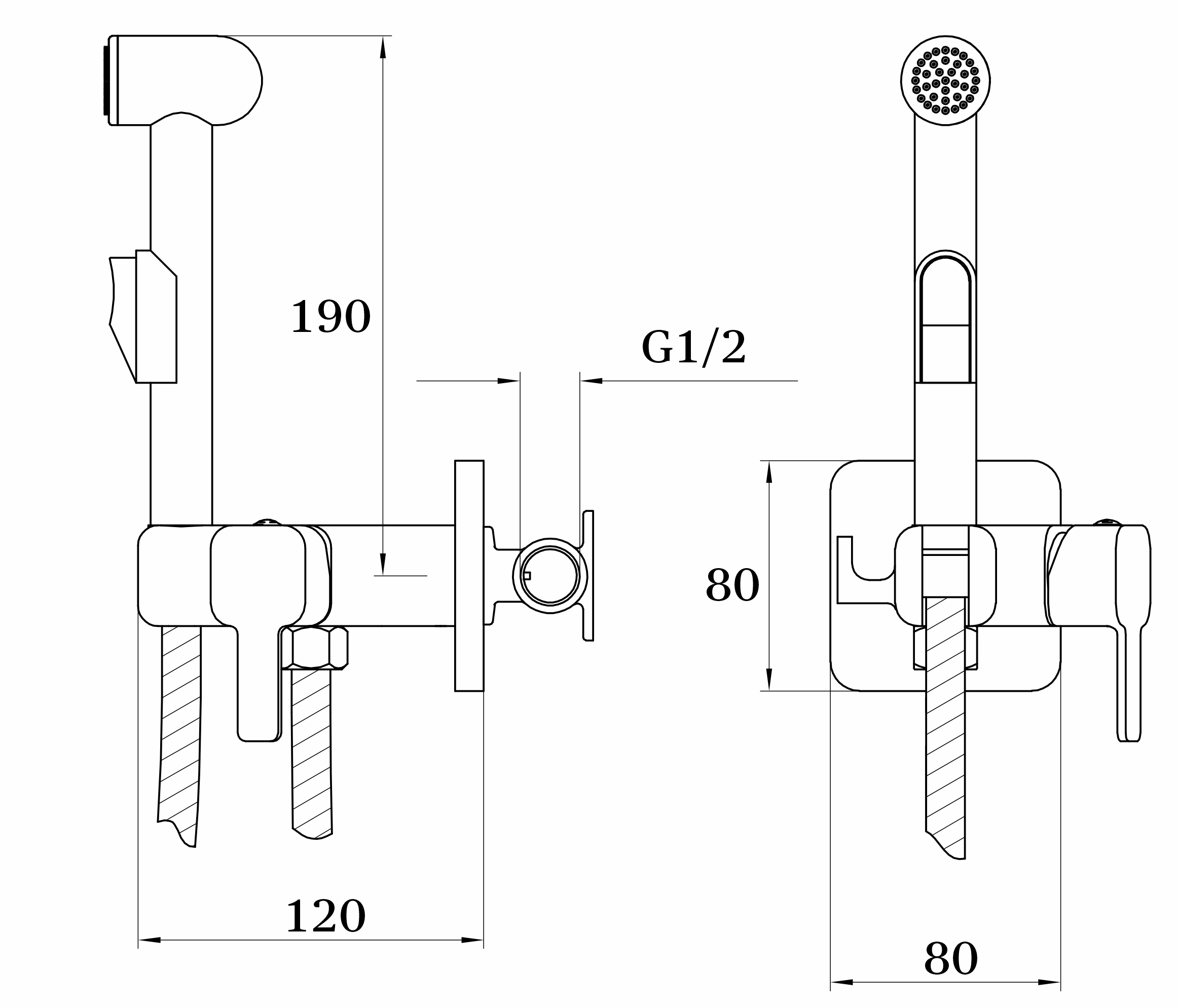 12404 Смеситель встраива. для биде круглый GANZER  (10/1шт)  Л/К