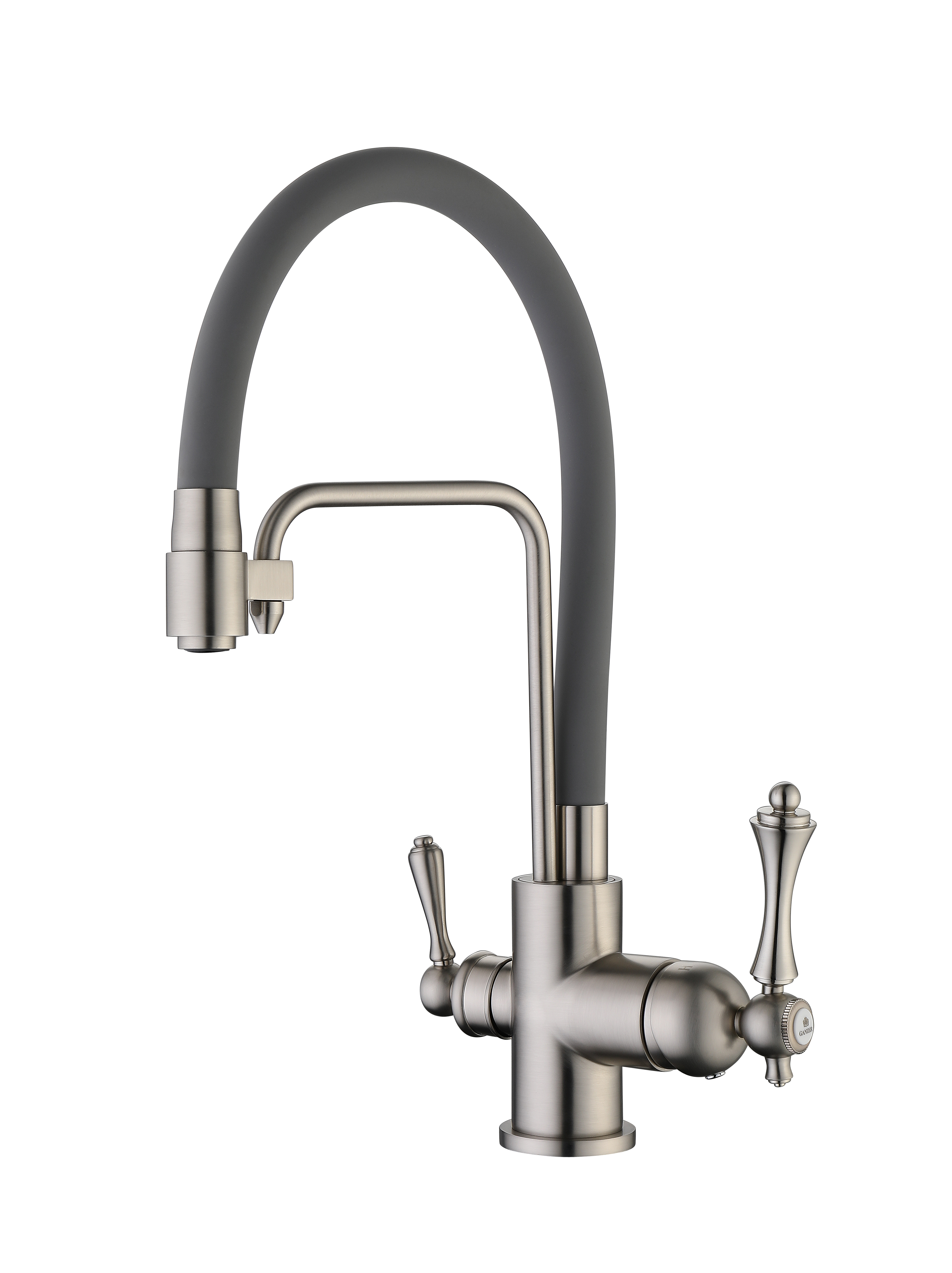 77025-GH Смес. для кухни с гибким шлангом и под фильтр (сат.сер.) GANZER