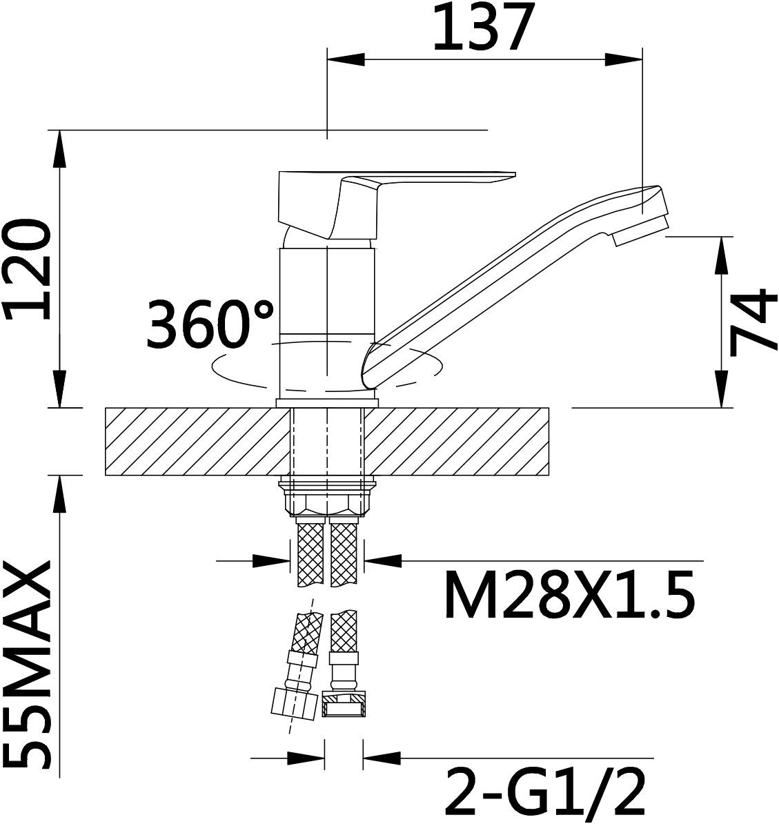 45018 Смеситель для умывальника HANSEN  (10/1шт)