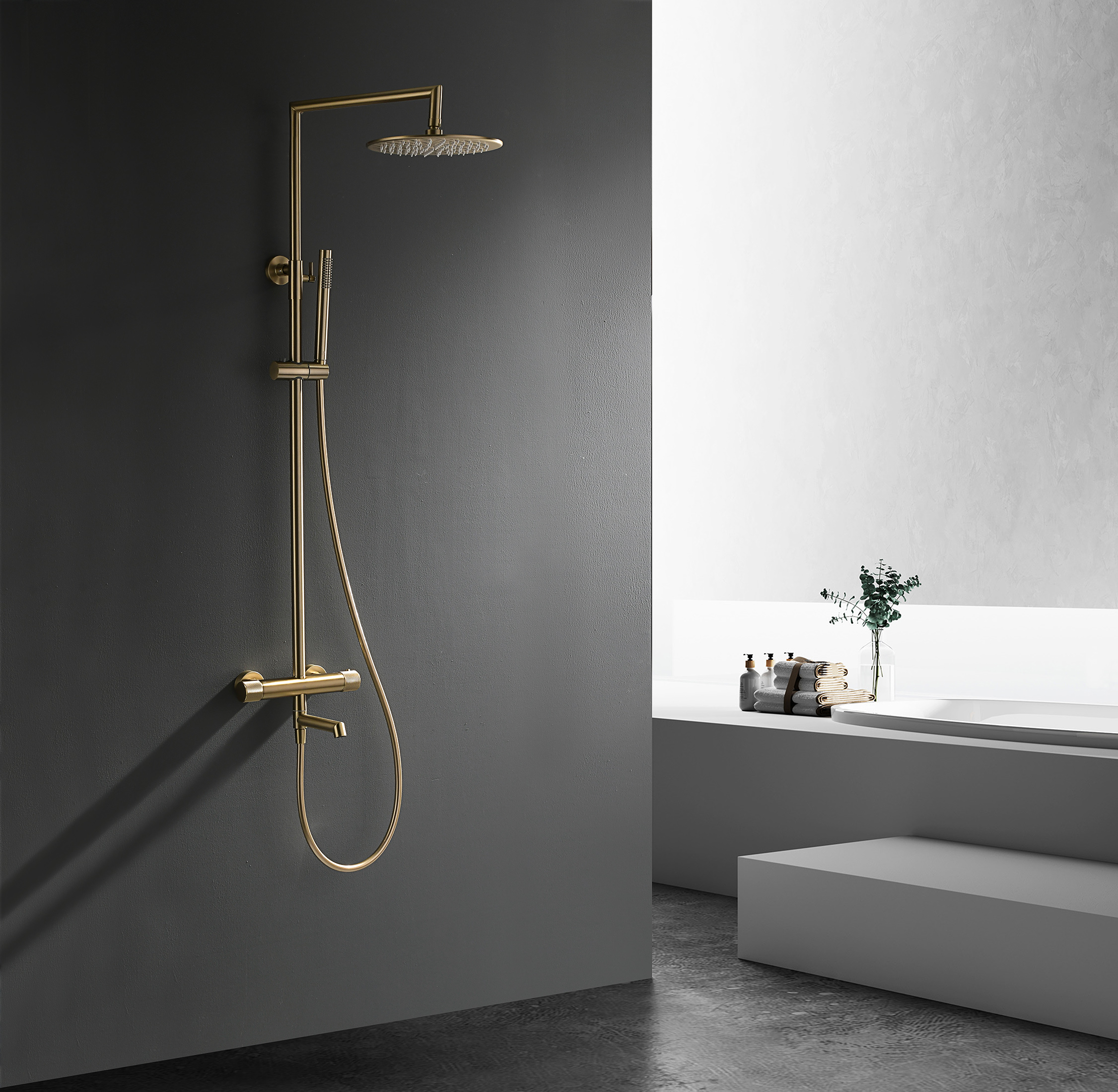 19170-S Душевая система с термостатом (Мат. Золото) GANZER (5/1шт)