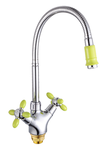 5860-7 Смеситель для кухни с БЕЛ руч (2х гиб.) РОТАТО (10/1шт)