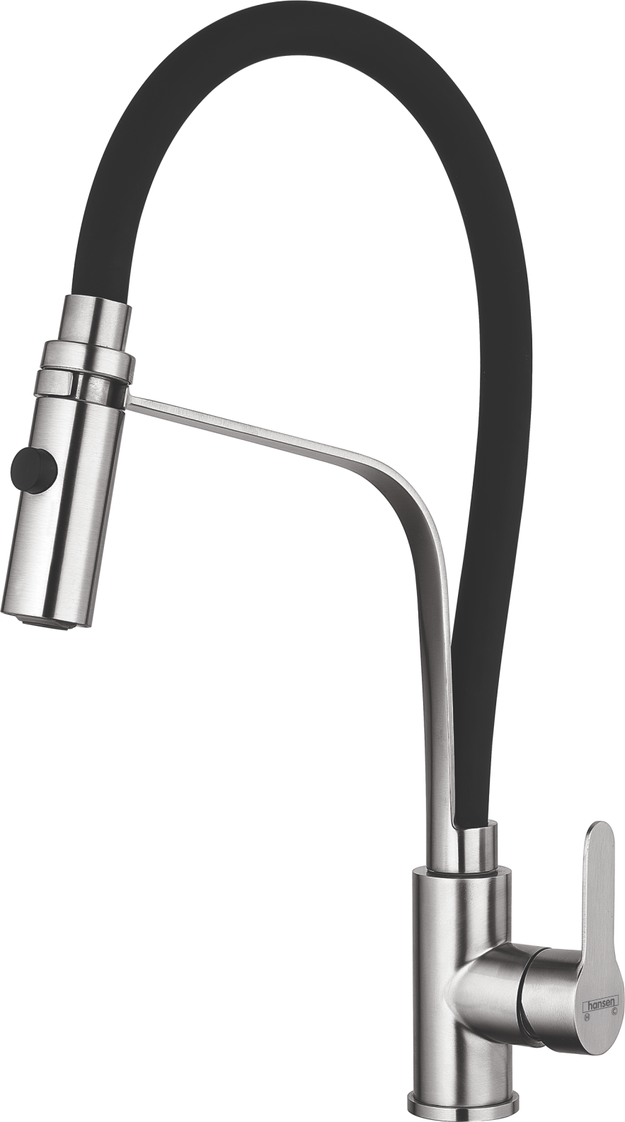 55043-GC Смес. из НЕРЖ. для кух. (САТИН с гиб. чер. изл.) HANSEN  (10/1шт)