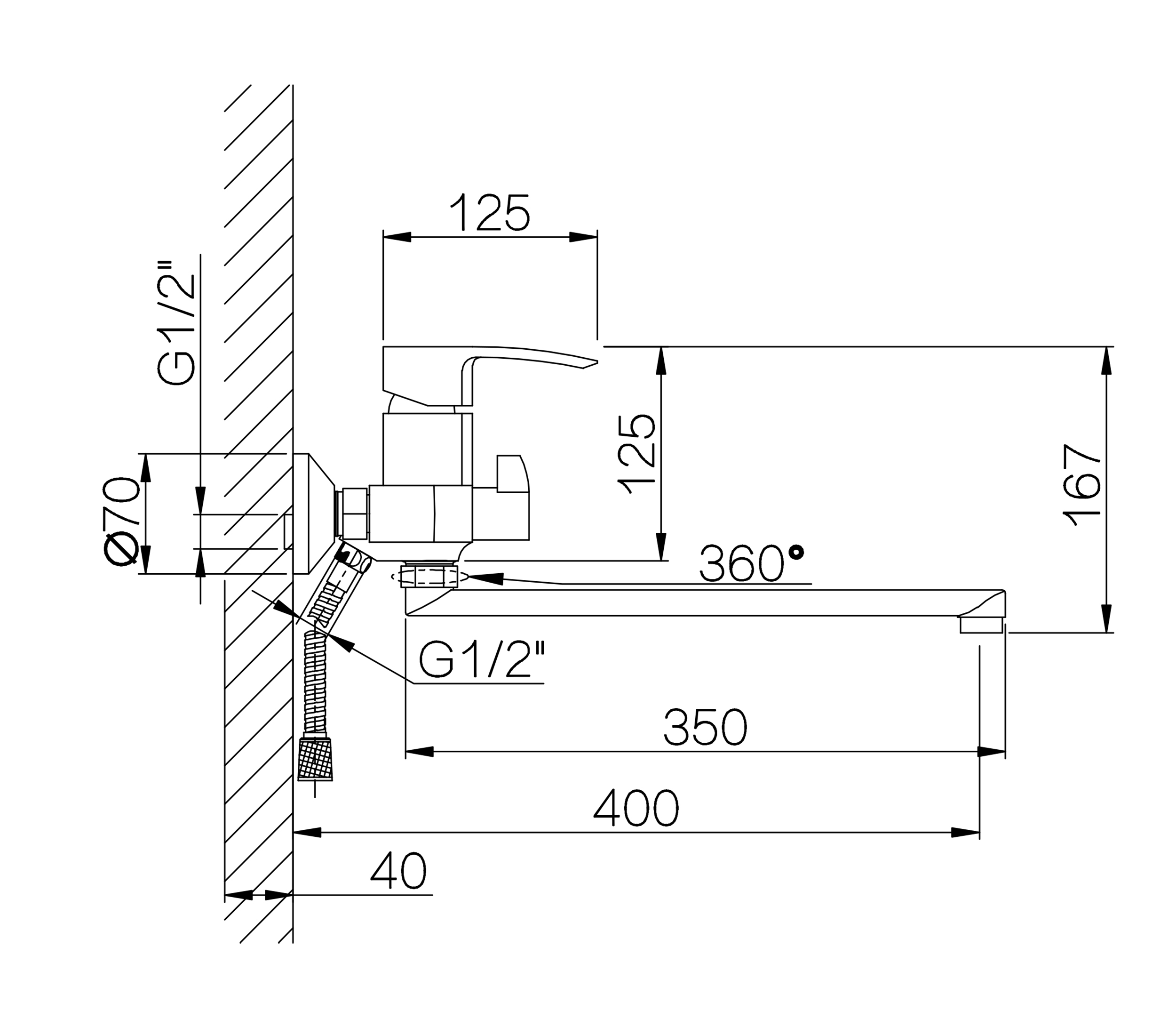 22009 Однр. смеситель для ванны  HANSEN  (10/1шт)