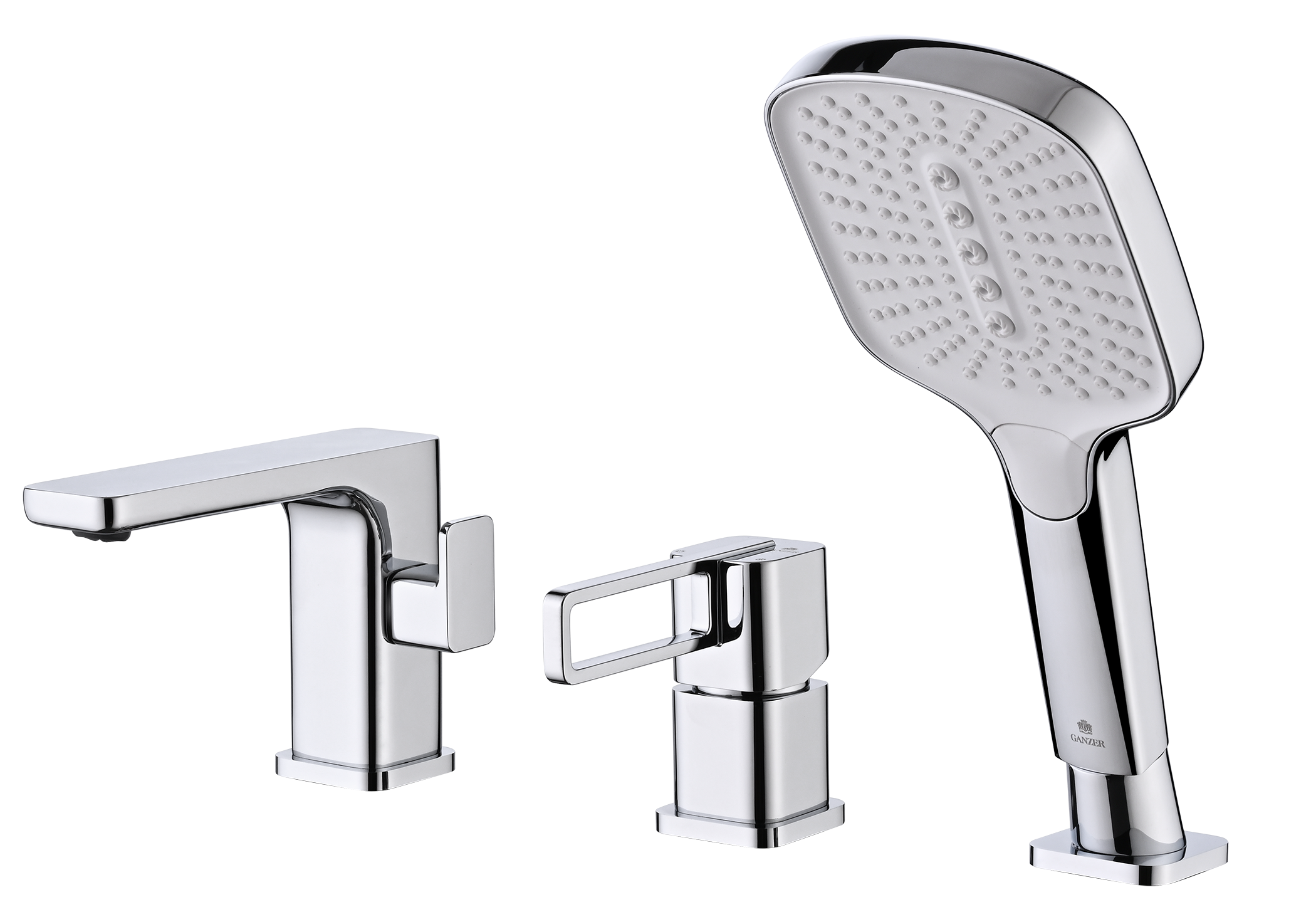 12133 Смеситель на борт ванны (3-отв,ХРОМ)  GANZER (10/1шт)