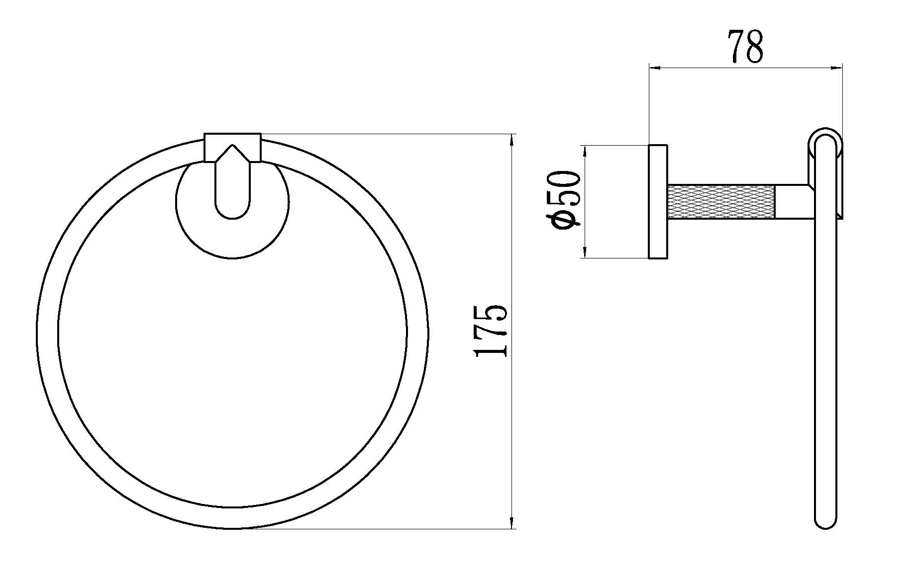 19540-Q Полотенцедержатель кольцевой (ГРАФИТ) GANZER  (20/1шт)