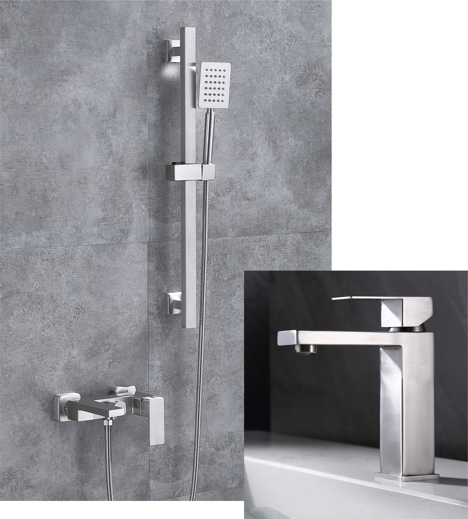 91304-G Душевой комплект (3 в 1) НЕРЖ (САТИН) HANSEN  (5/1шт)