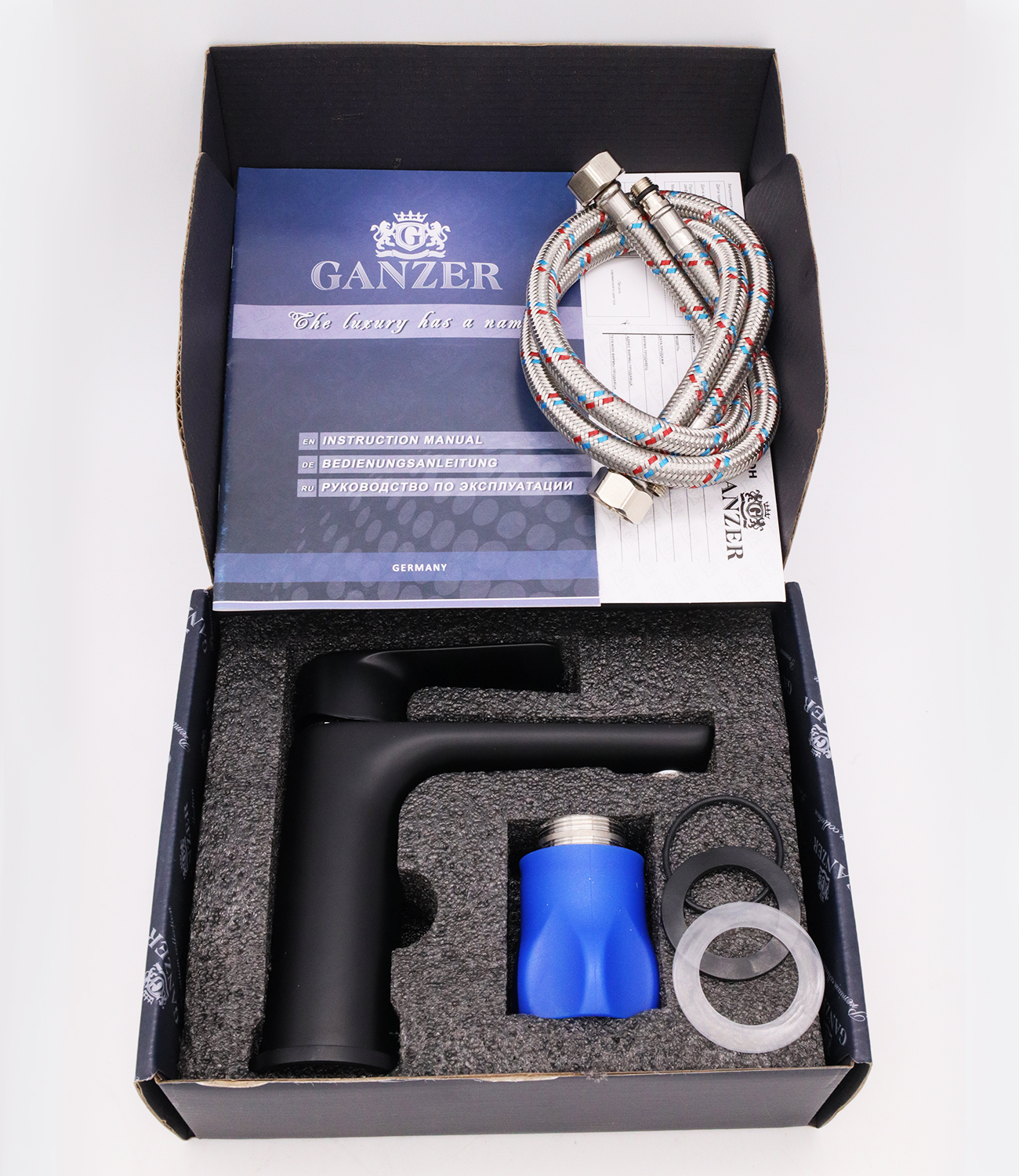 21011-С Смеситель для умыв. (ЧЕНЫЙ) "GANZER" Л/К