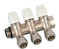 Коллектор с вент. кранами 1*16-3вых (БЕЛ. бар.) ViEiR (16/4шт)