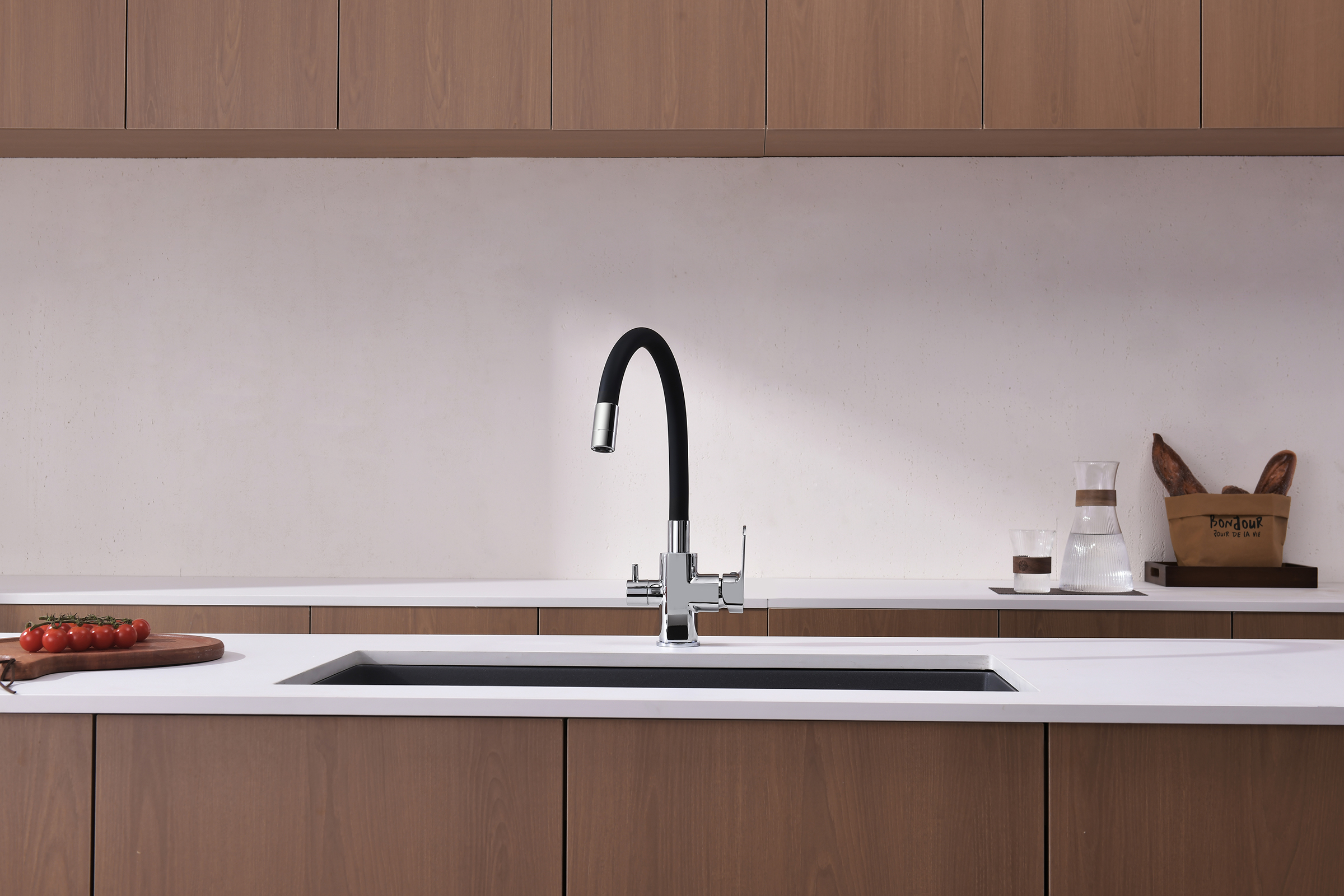 06127 Смеситель для кухни с гиб. изл. и под. фильтра (ХРОМ) GANZER (10/1шт)