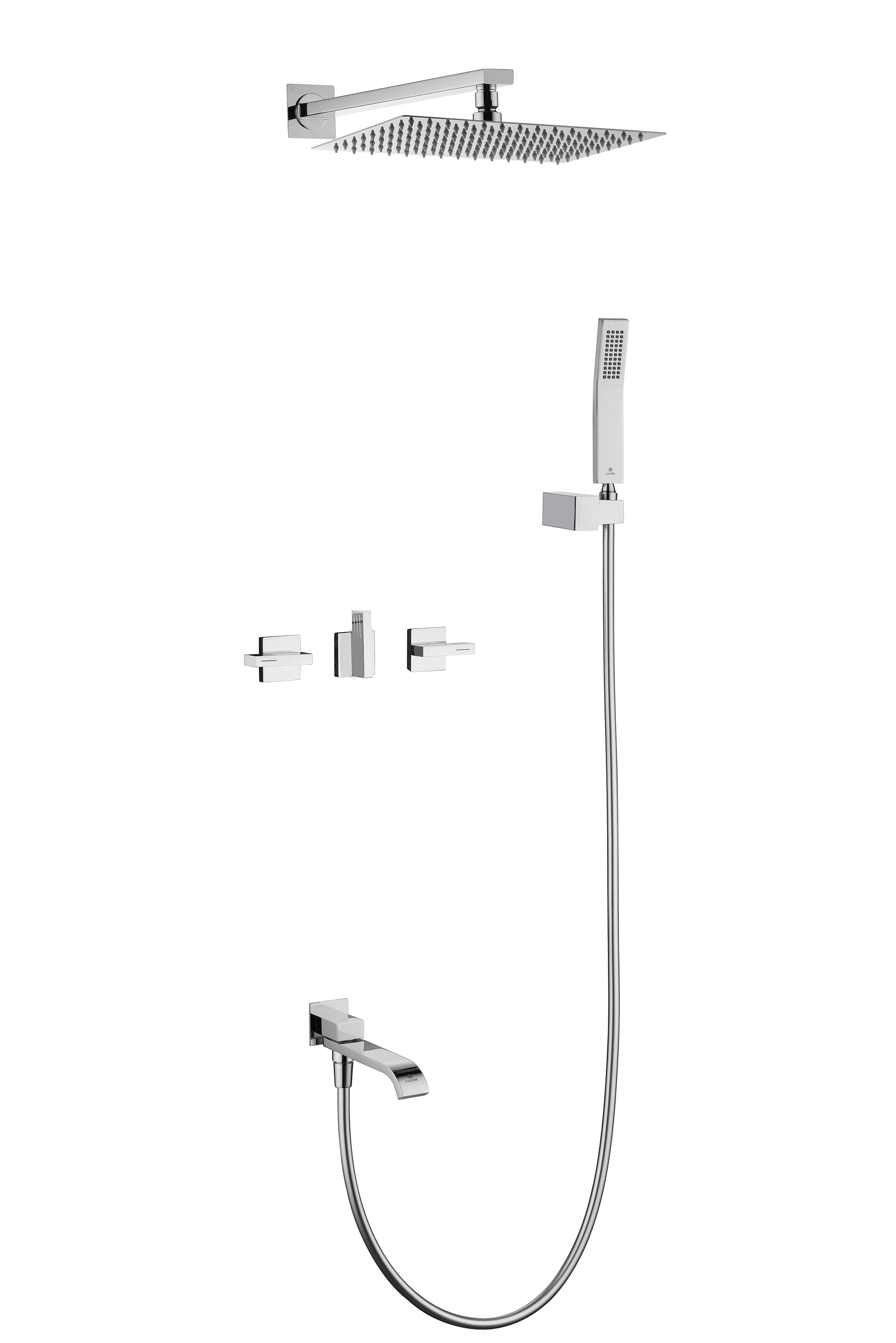 01165 Смеситель встраиваемый для душа с 3-функ. (ХРОМ) GANZER (6/1шт)