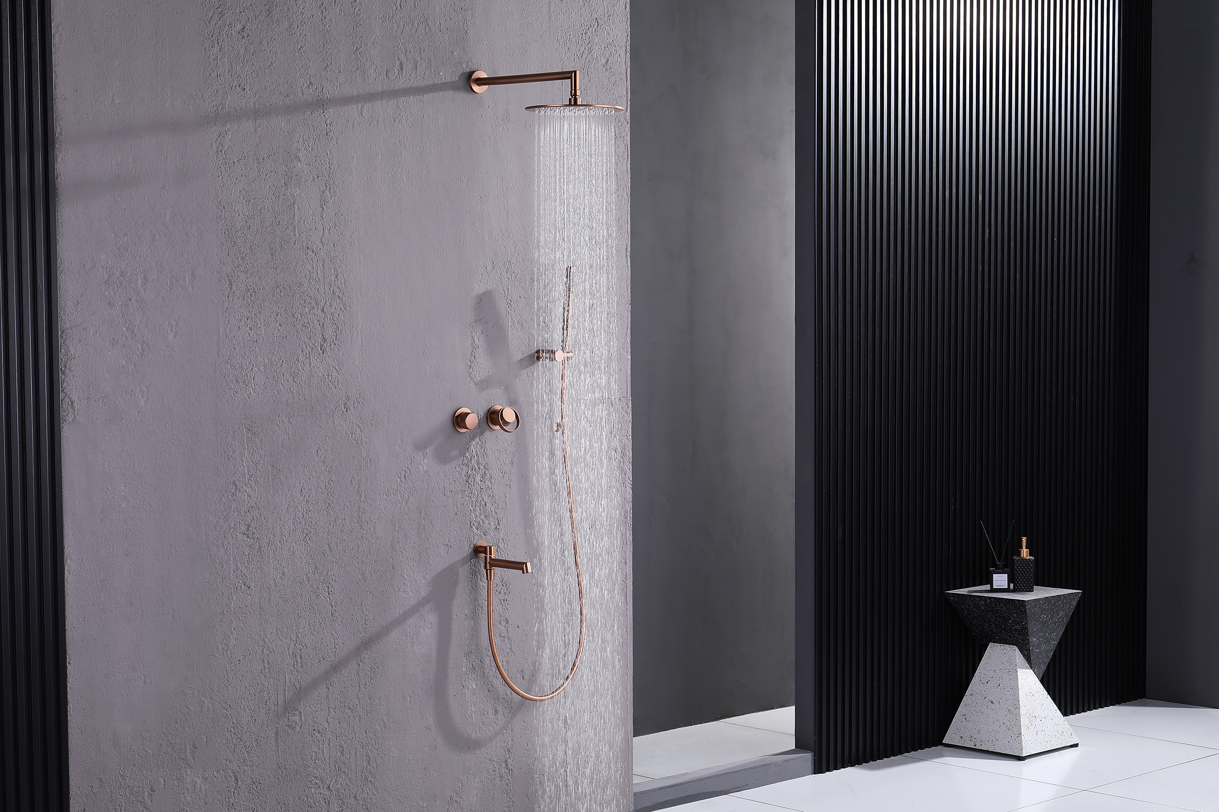 19165-R Смеситель встраиваемый для душа с 3-функ. (Роз. Золото) GANZER (6/1шт)