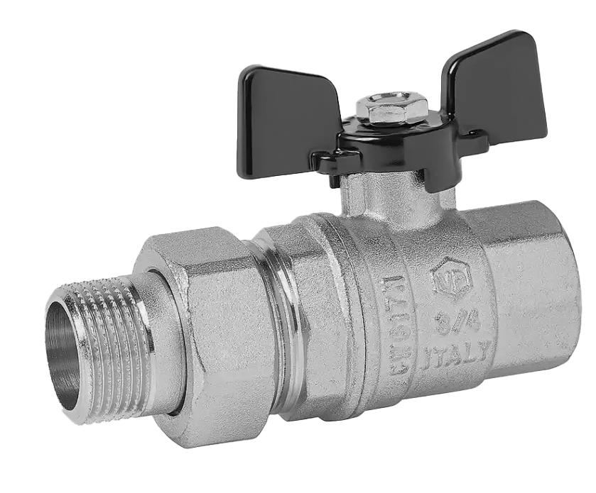 Шаровый кран  (НИКЕЛ) С АМЕР. 1" (черная бабочка) ViEiR (48/6)