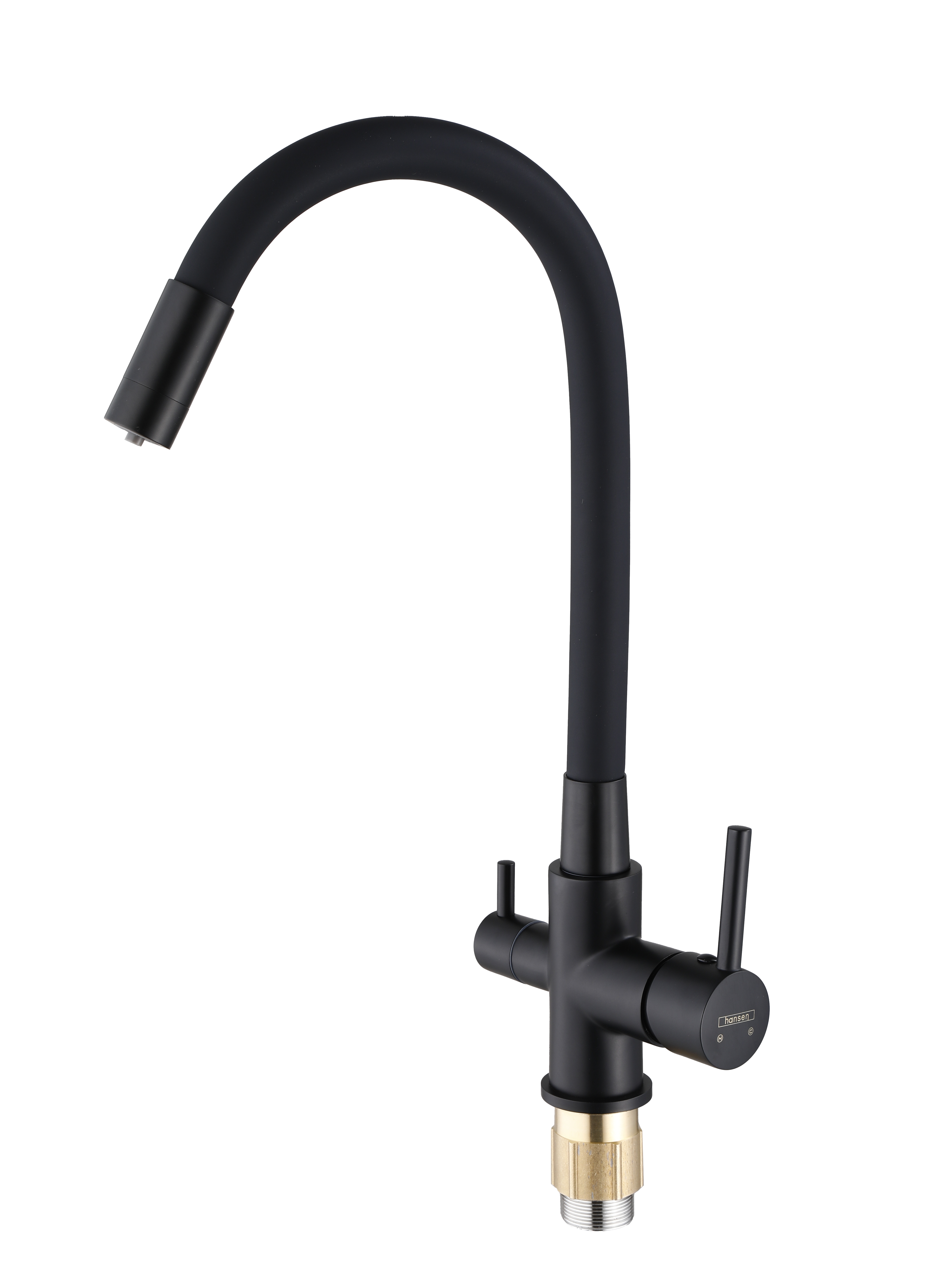 15080-CC Смес. для кухни с гиб шланг и под фильт (чер/чер.) латунь HANSEN (10/1шт)