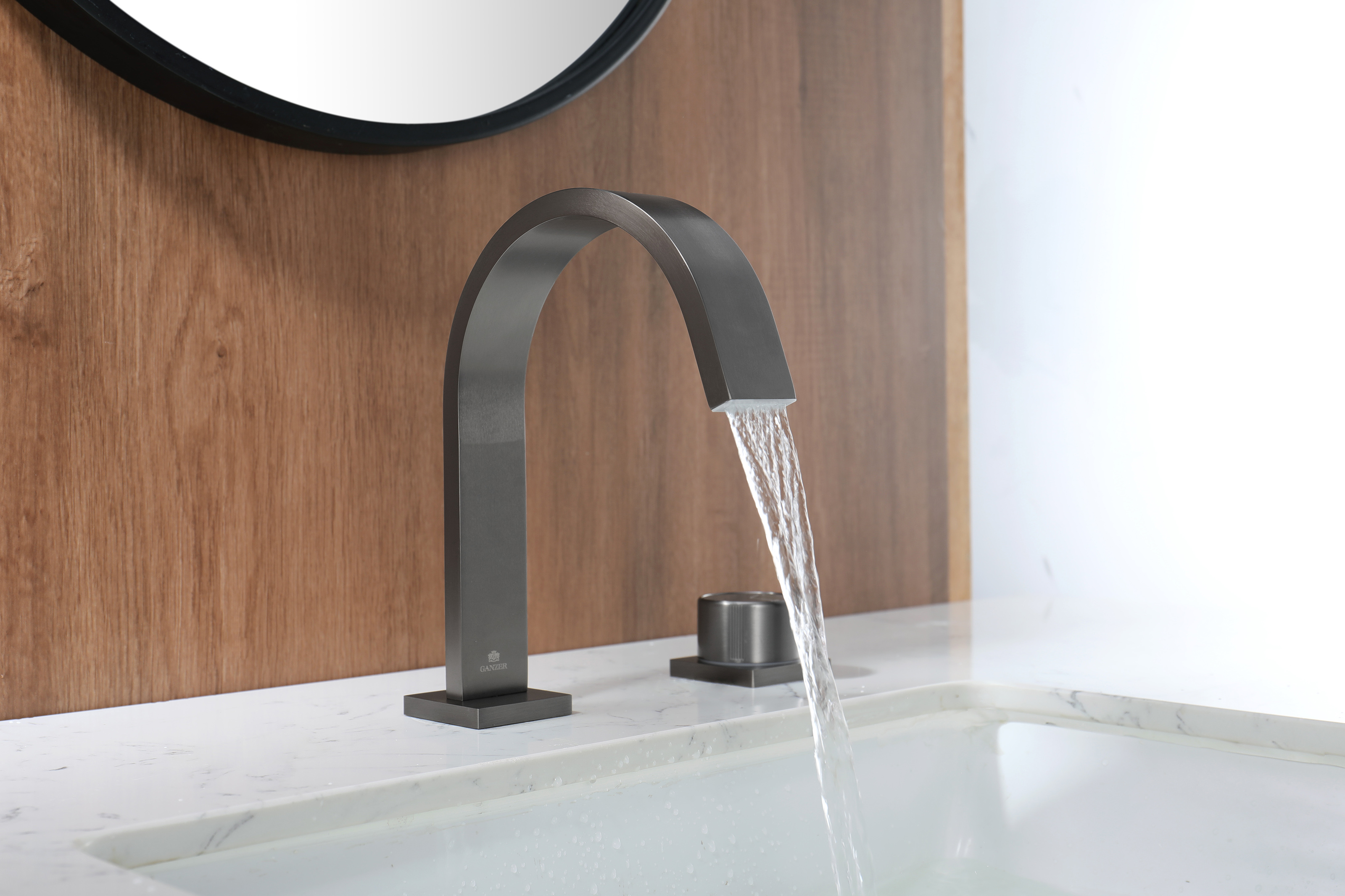 01111-Q Смеситель на борт раковины (2-отв,ГРАФИТ)  GANZER (10/1шт)