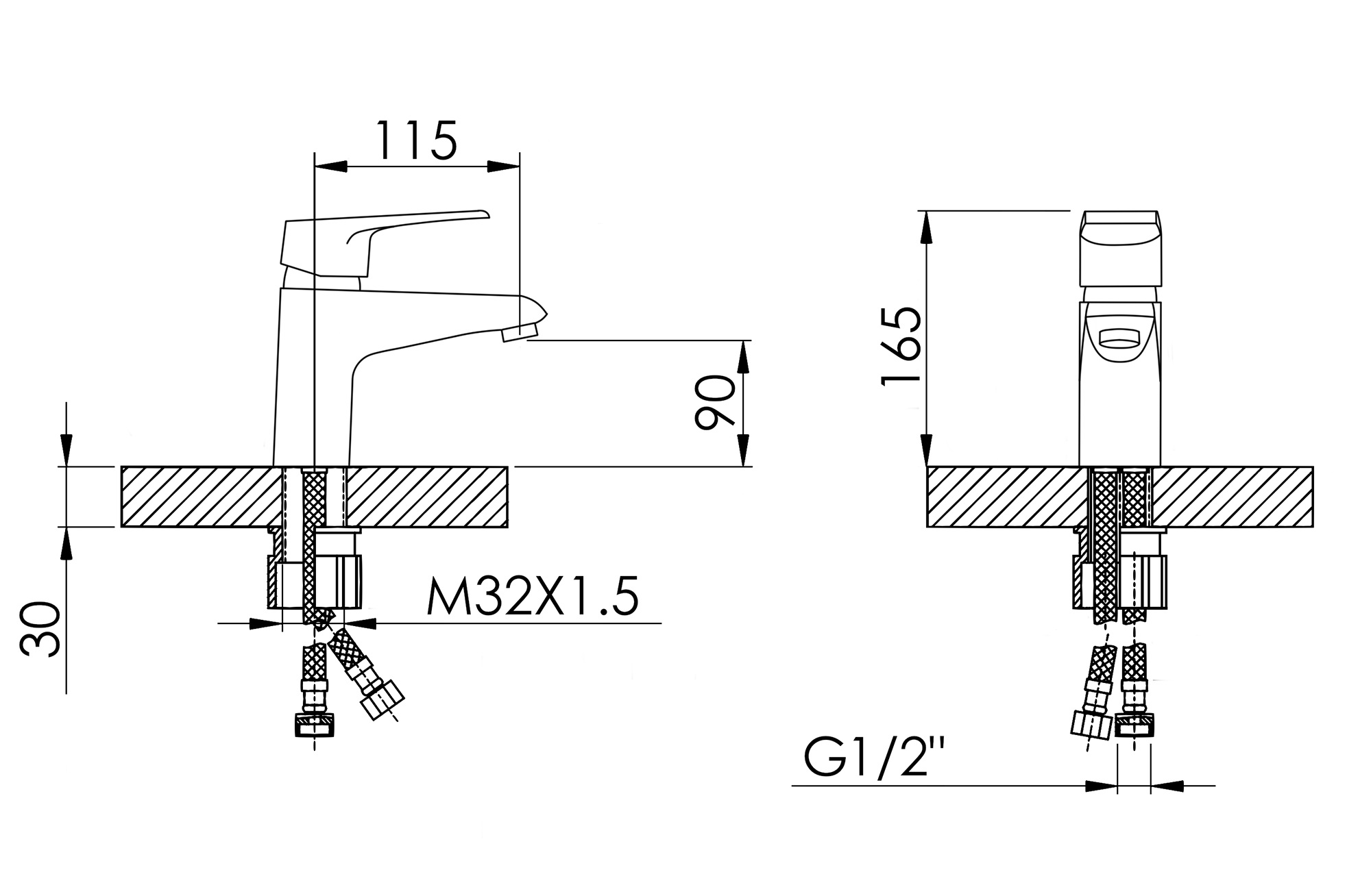 10023 Смеситель для умывальника (ХРОМ) HANSEN  (10/1шт)