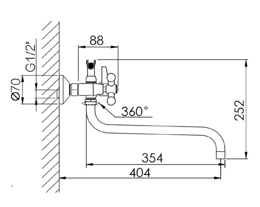 27050 Cмеситель для ванны HANSEN  (10/1шт)
