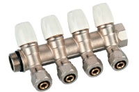 Коллектор с вент. кранами 1*16-4вых (БЕЛ. бар.) ViEiR (12/3шт)