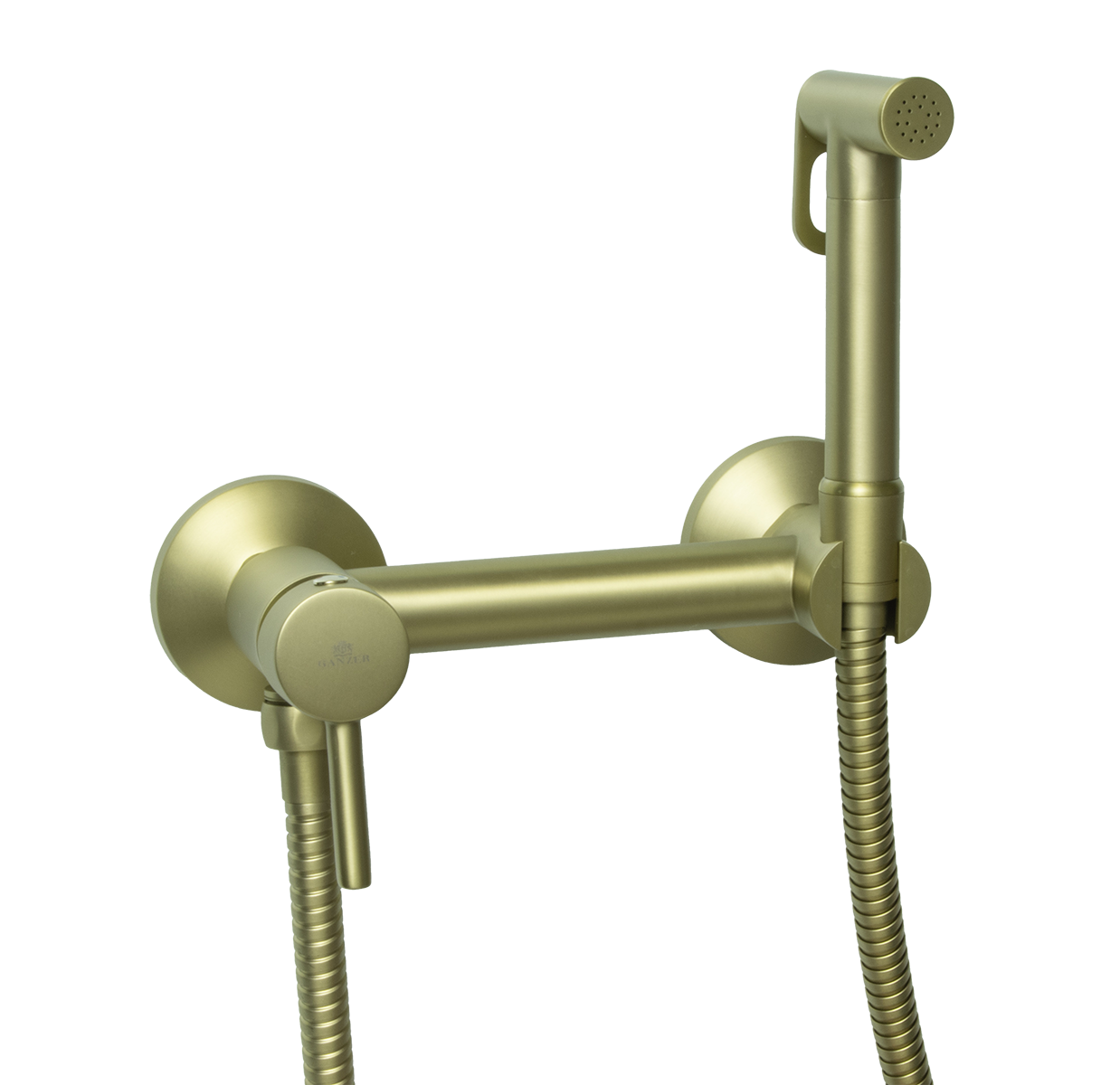 12202-S Set Смеситель для гиг. душа КРУГ (МАТ. ЗОЛОТО)  GANZER  (10/1шт)