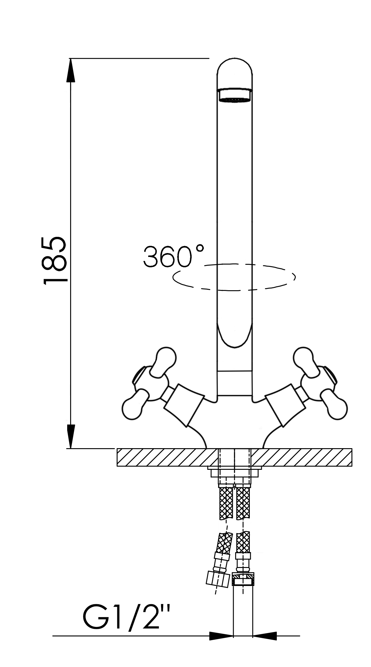 45050  Смеситель для умывальника (2 ручний) HANSEN  (10/1шт)