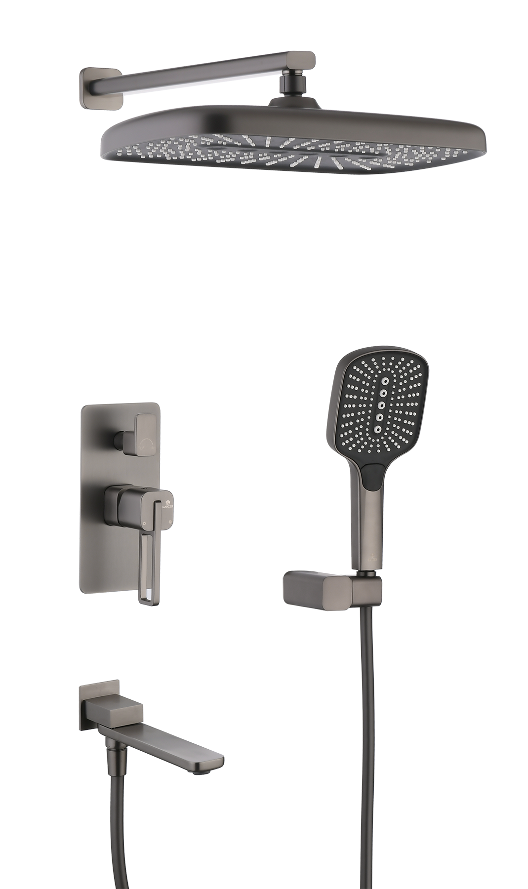12165-Q Смеситель встраиваемый для душа с 3-функ. (ГРАФИТ) GANZER (6/1шт)