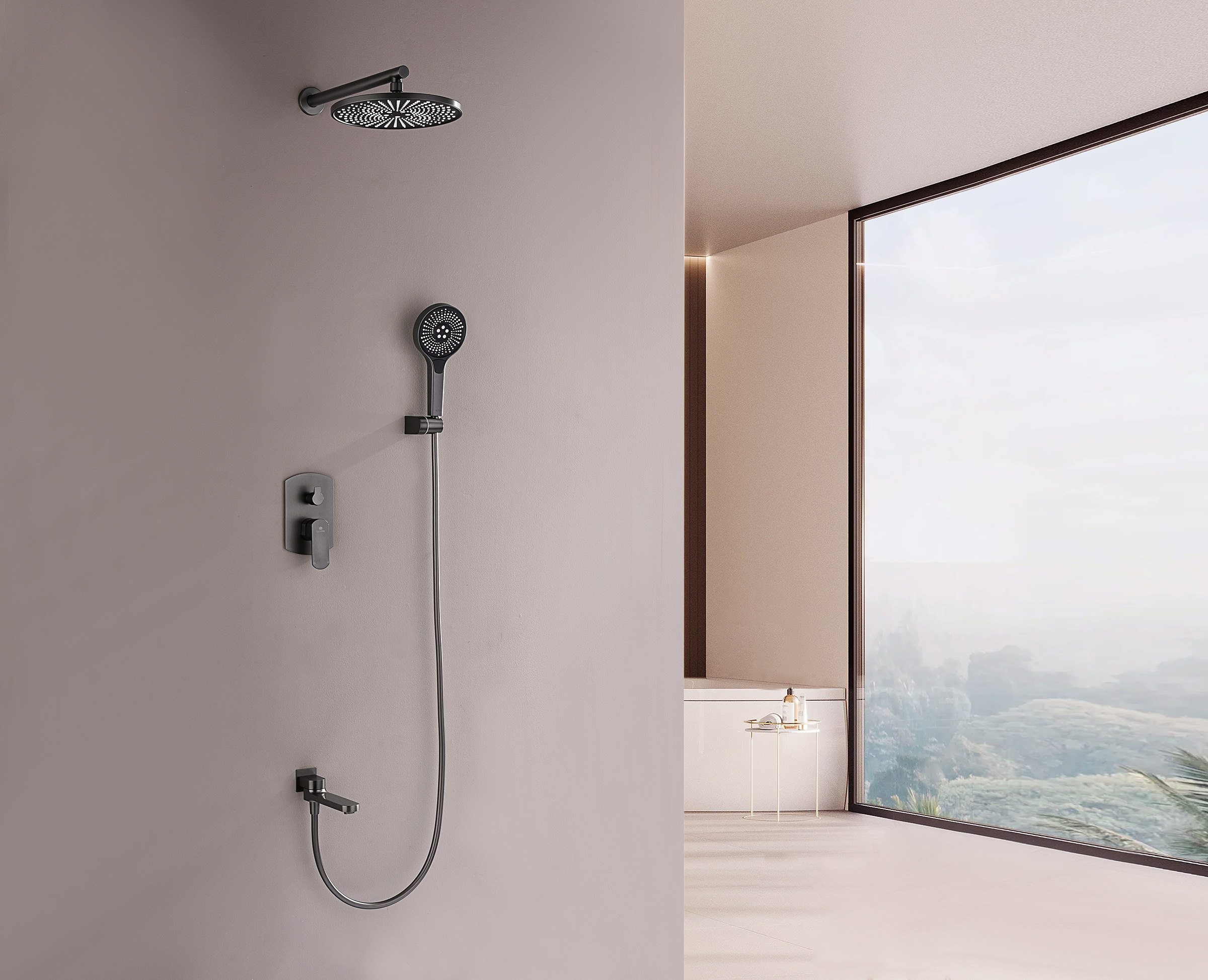 06165-Q Смеситель встраиваемый для душа с 3-функ. (ГРАФИТ) GANZER (6/1шт)