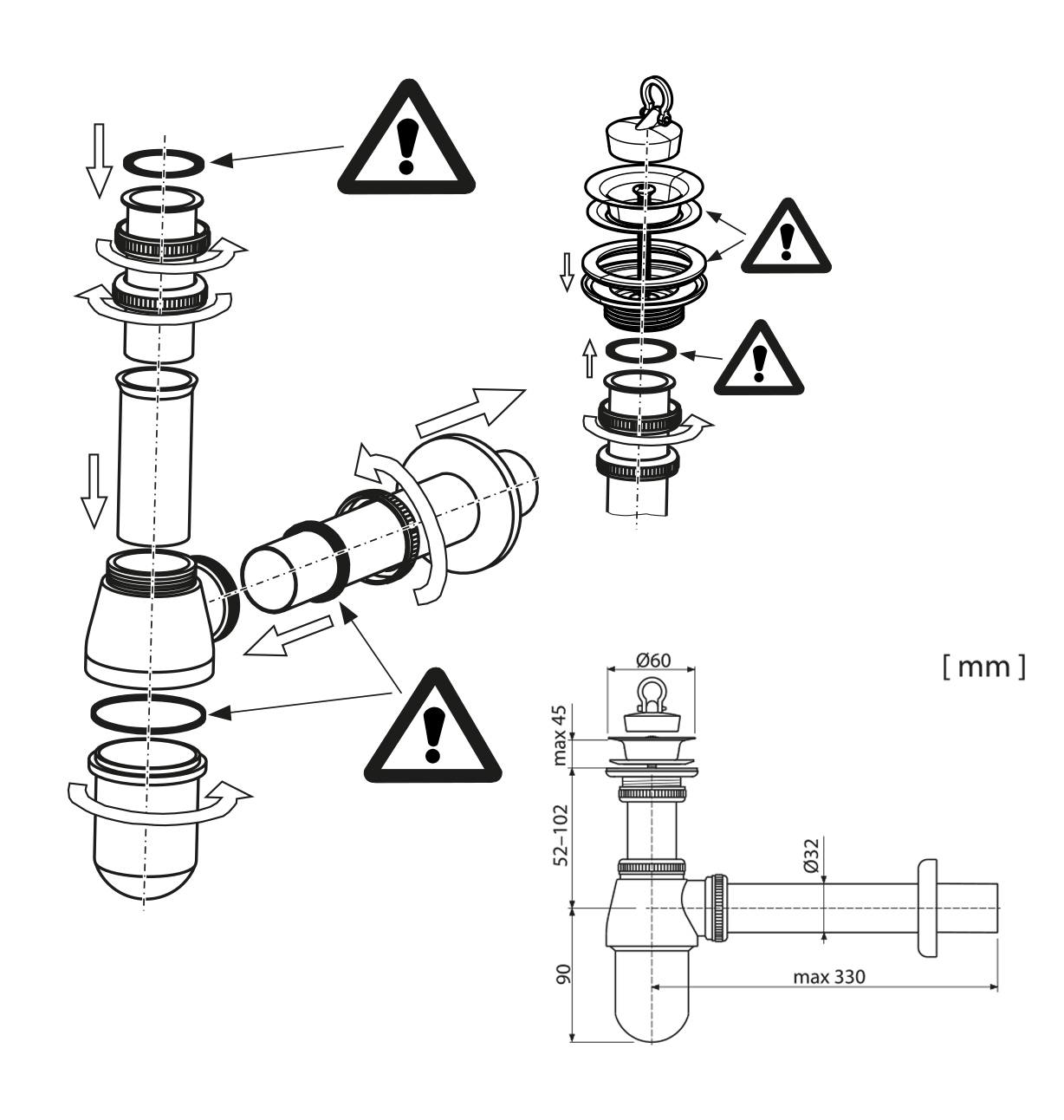 Сифон МЕТАЛЛ. для рак. ХРОМ (бутылочный) HANSEN  (20/1шт)