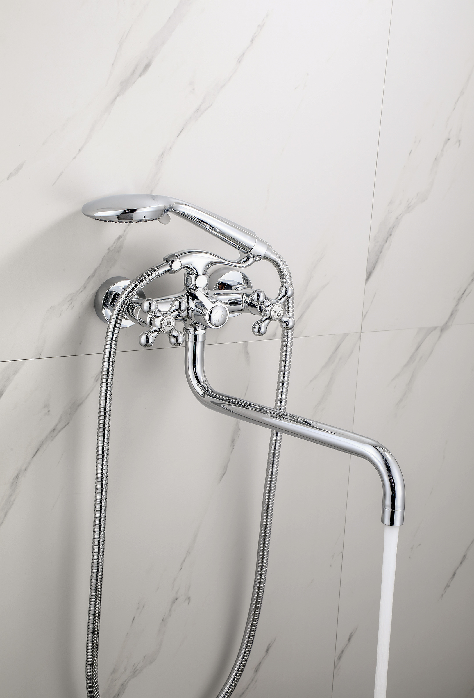 17041 Смеситель двухвентельный для ванны "GANZER"  (8/1шт)