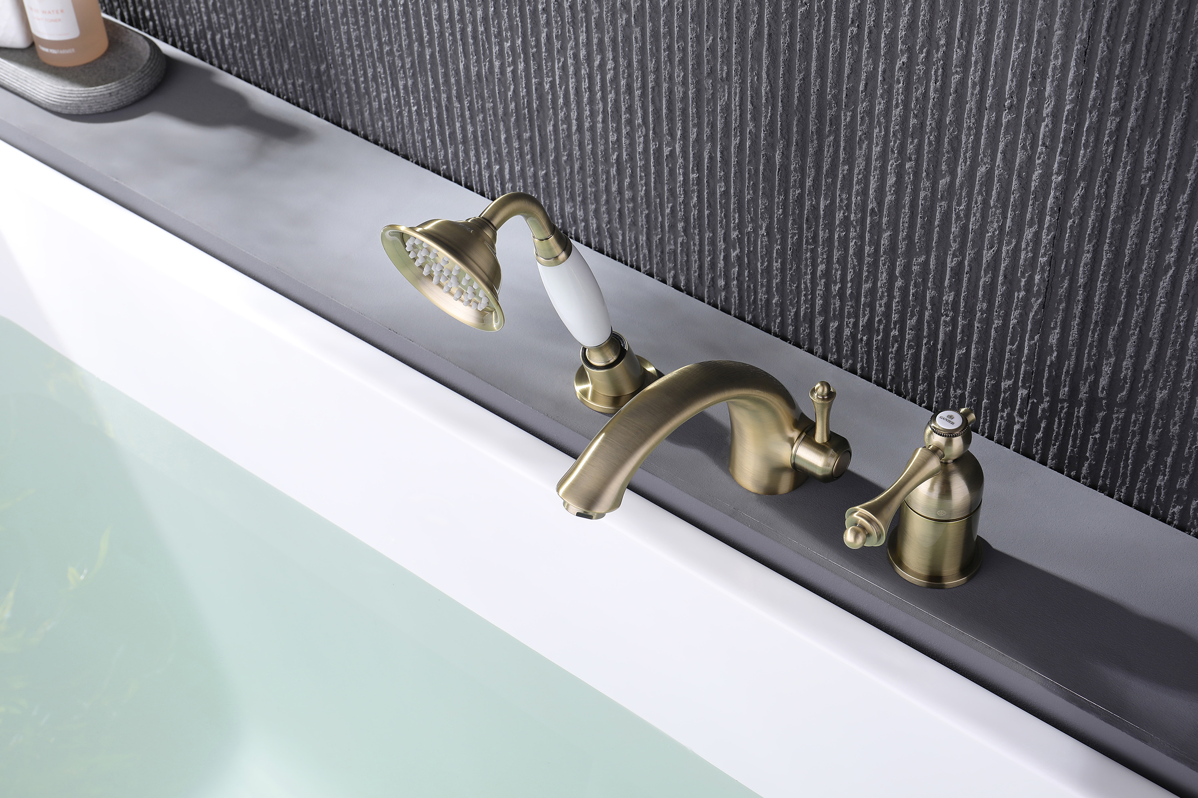 77133-D Смеситель на борт ванны (3-отв,БРОНЗА)  GANZER (8/1шт)