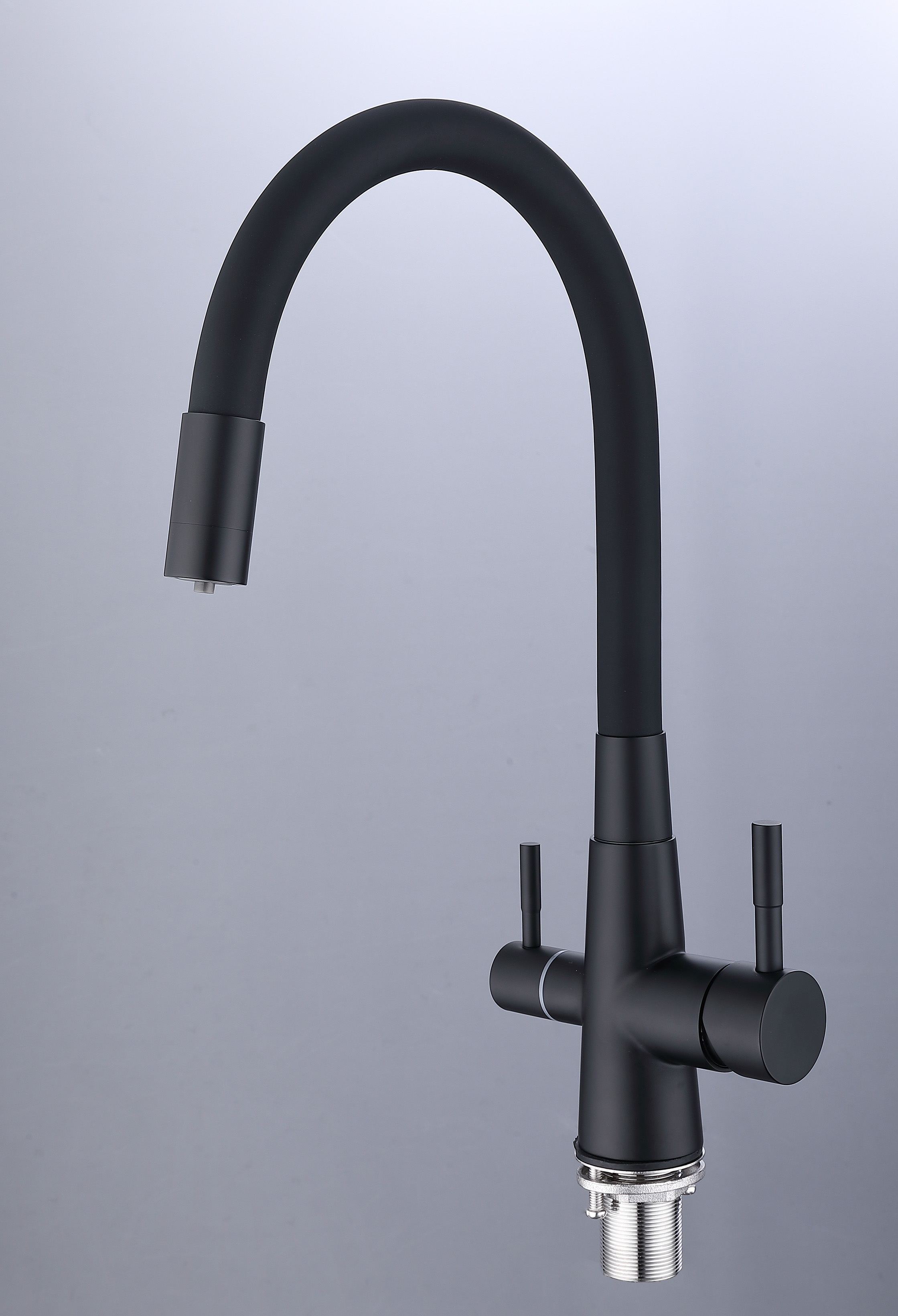 15180-CC Смес. для кухни с гиб шланг и под фильт НЕРЖ (черн/чер.) HANSEN (10/1шт)