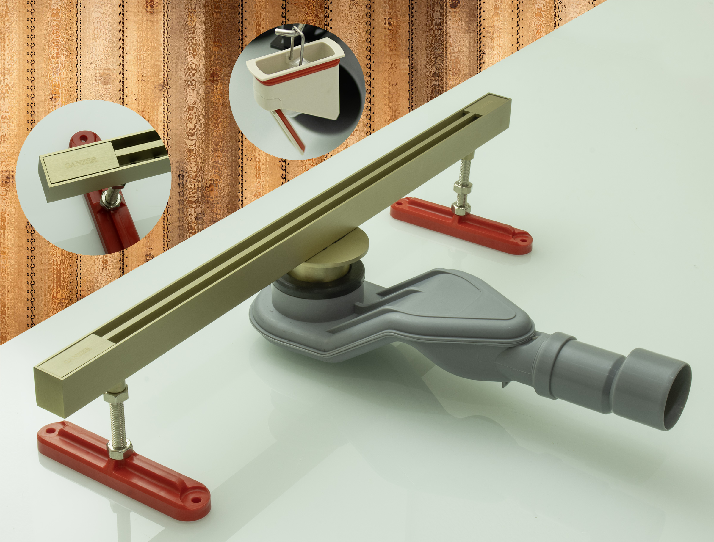 99170-S Трап щелевой 25х700мм (Мат. Золото) GANZER  (4/1шт)