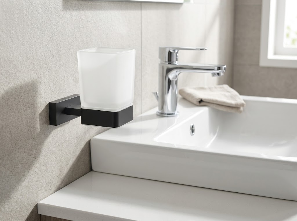 88060-C Стакан стекло "настенный" (ЧЕРНЫЙ) GANZER (20/1шт)