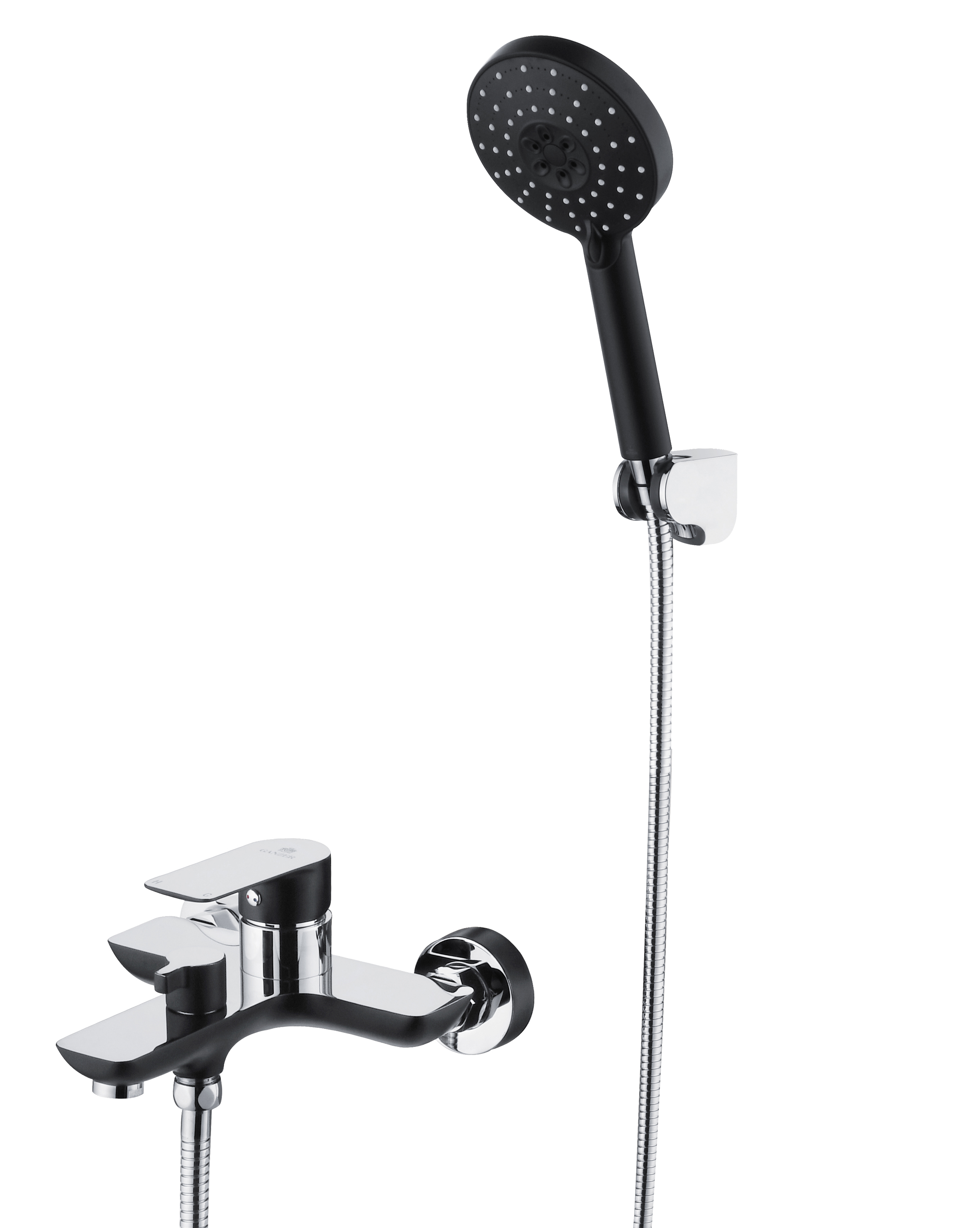 21031-C Смес. однорыч  для ванны кор.(хром+черный) "GANZER" (6/1шт)  Л/К