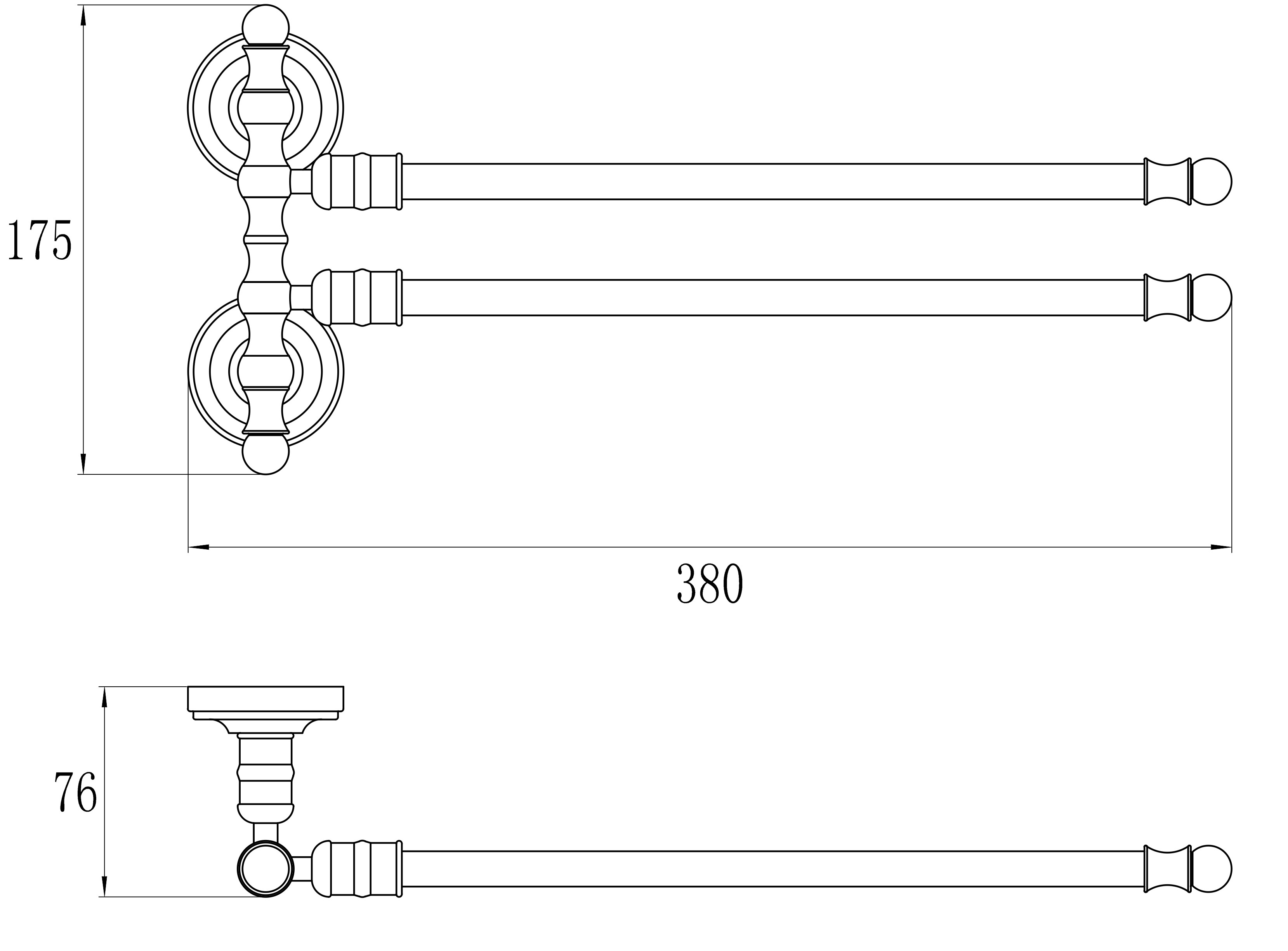 31012-E П/держатель поворот. 2-ной (ЗОЛОТО) GANZER