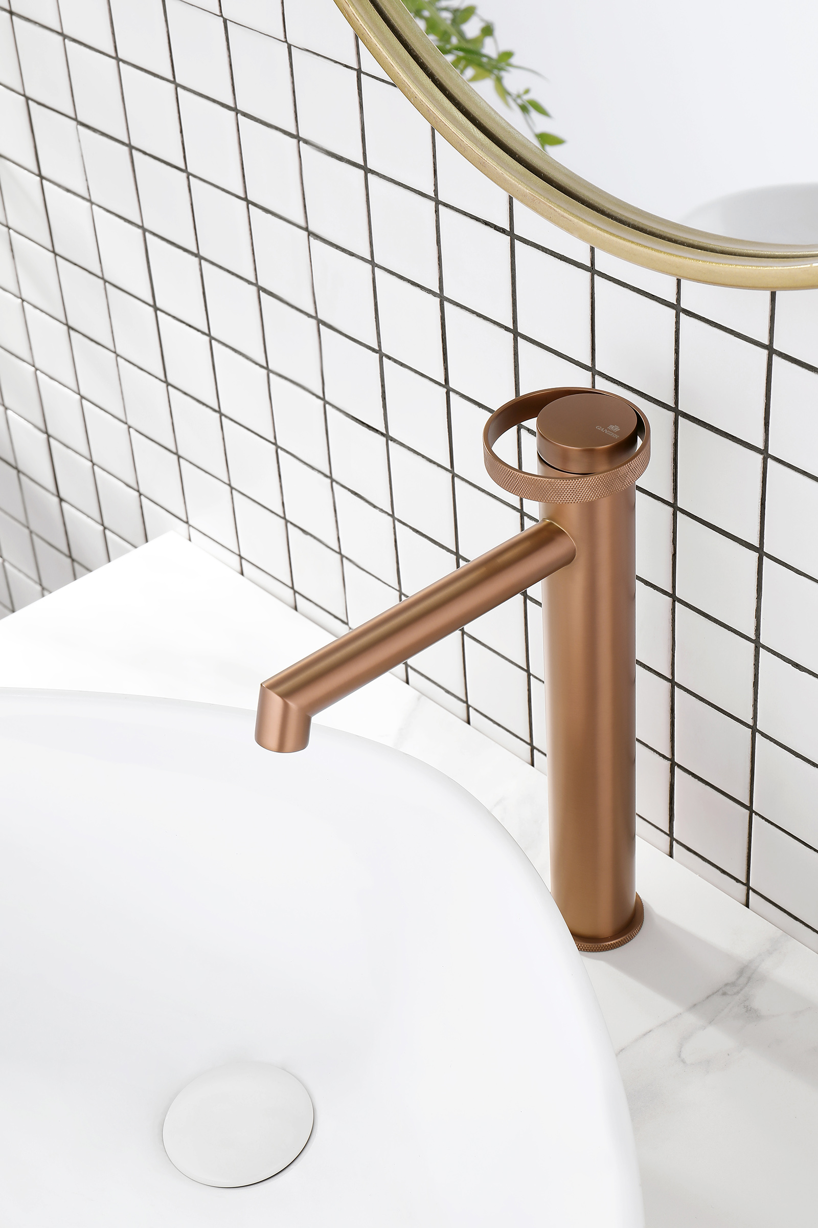 19112-R Смеситель од. для раковины-чаши (Роз. Золото) GANZER (10/1шт)