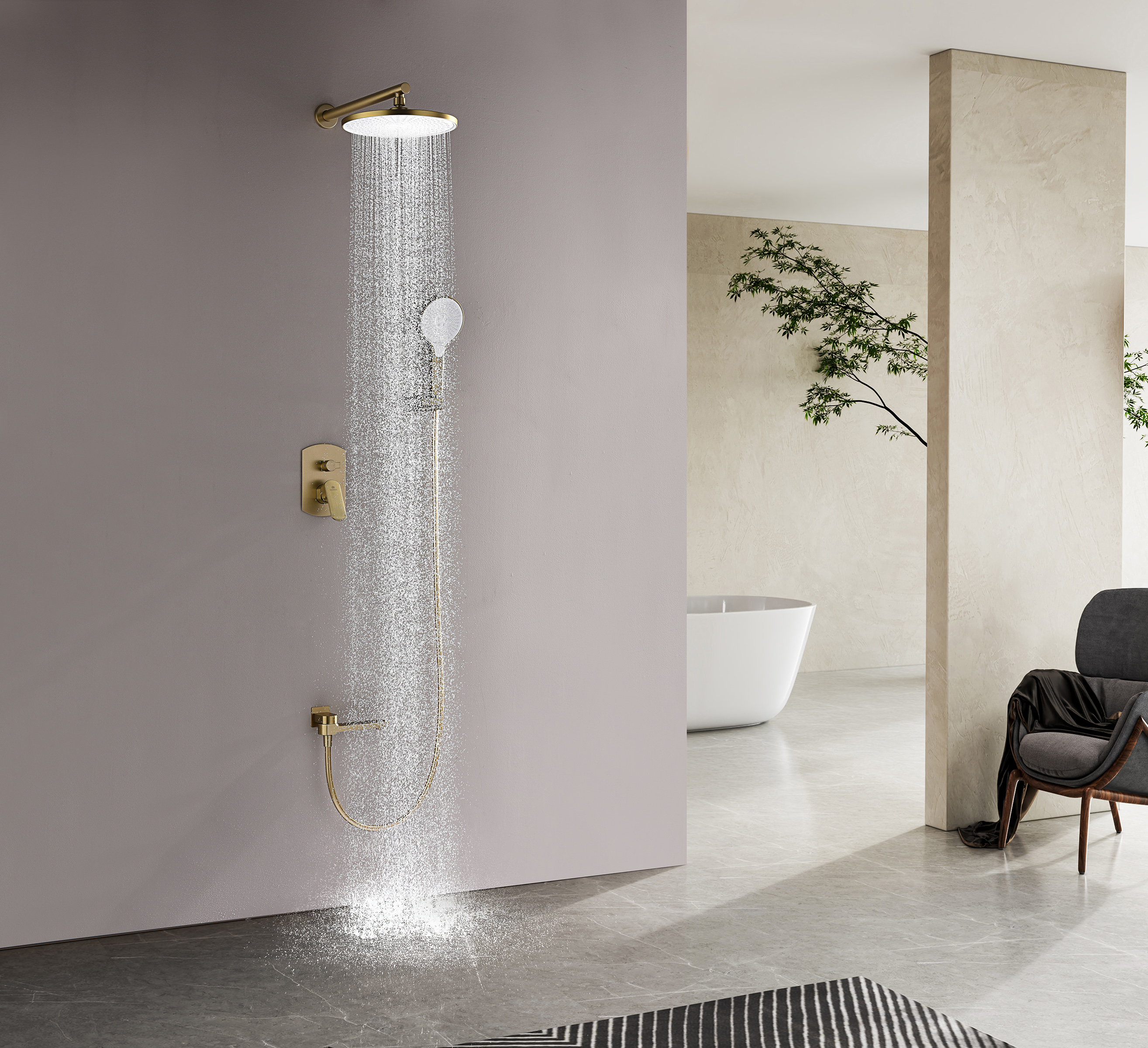 06165-S Смеситель встраиваемый для душа с 3-функ. (Мат. Золото) GANZER (6/1шт)