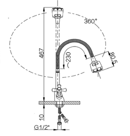 52050 Смес. 2-ух руч. для кухни с гибким изливом HANSEN