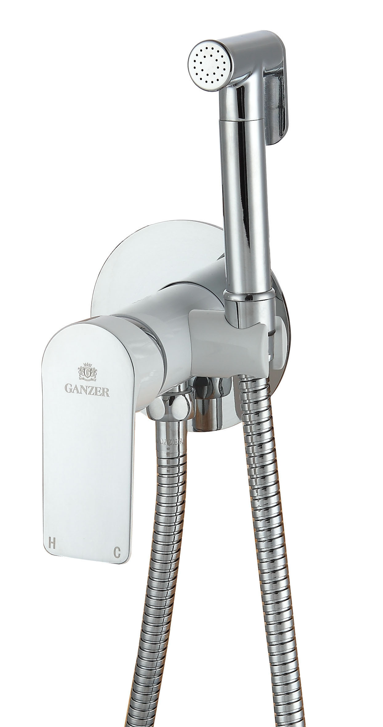 21057-F Комплект встраива. для биде (хром+белый) GANZER (10/1шт) Л/К