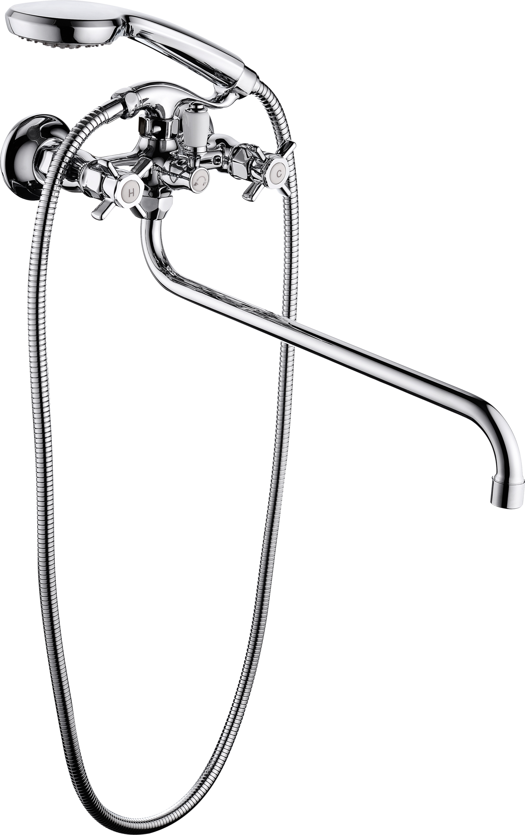 15141 Смеситель двухвентельный для ванны (ХРОМ)  GANZER  (8/1шт)