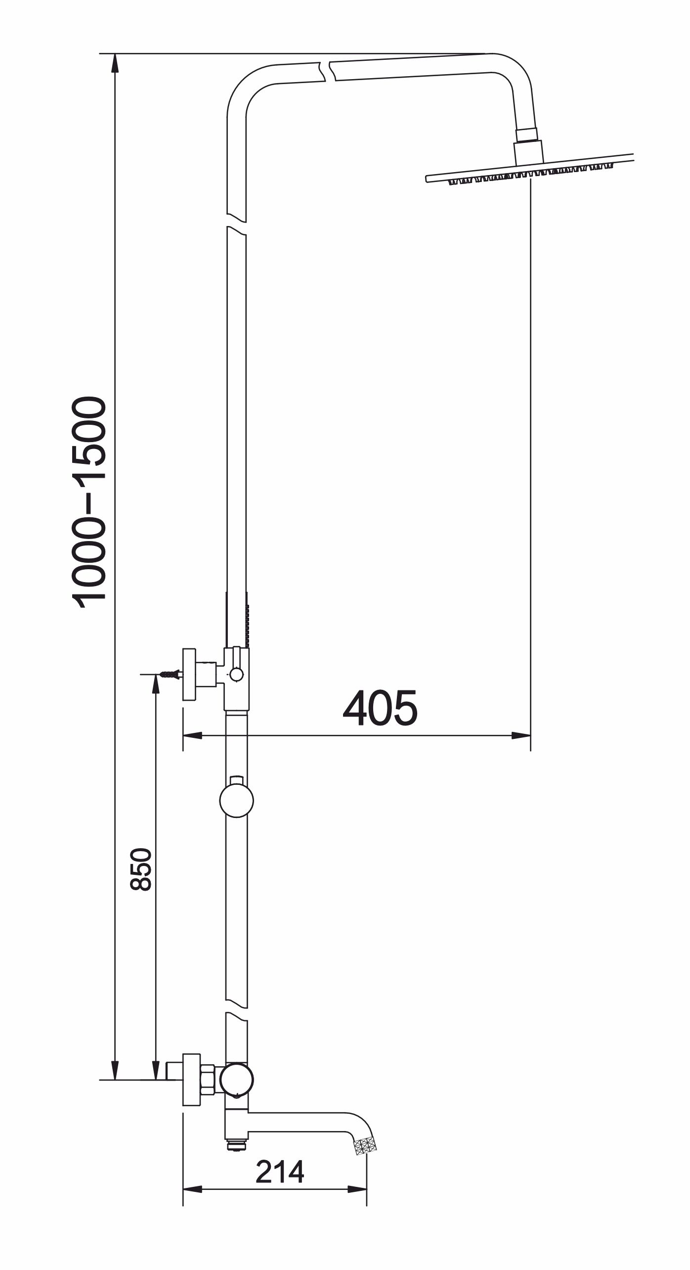 33098-D Однорукий душевой релинг (Мат. Золото)  HansenPRO  (5/1шт)