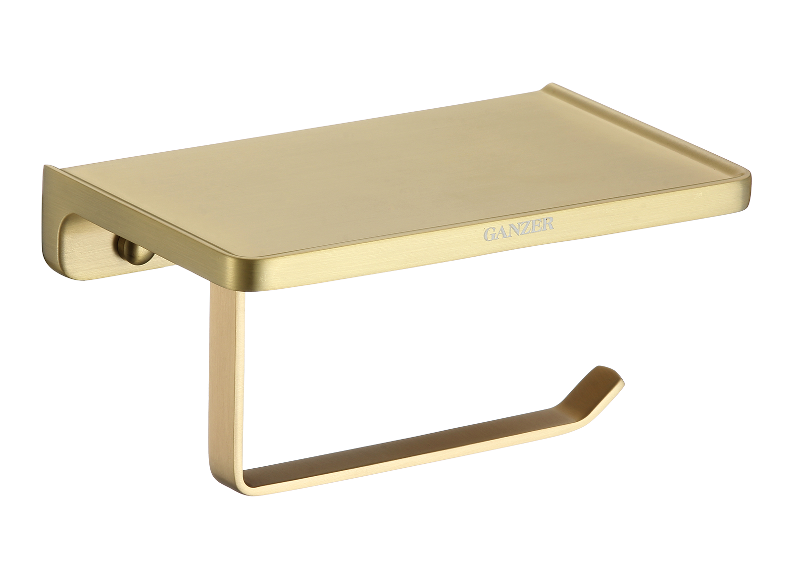88034-S Держатель для туалетной бумаги с полкой (МАТ. ЗОЛОТО) GANZER  (20/1шт)
