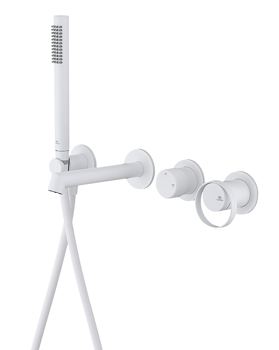 19134-F Встроенный смес. для ванны  (БЕЛЫЙ) GANZER  (6/1шт)