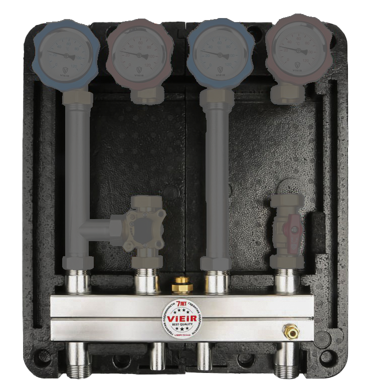 Распределительный колл. в блочной теплоизоляции SMARTBOX для 2-ух насосных групп 1"нр.  ViEiR  (1шт)