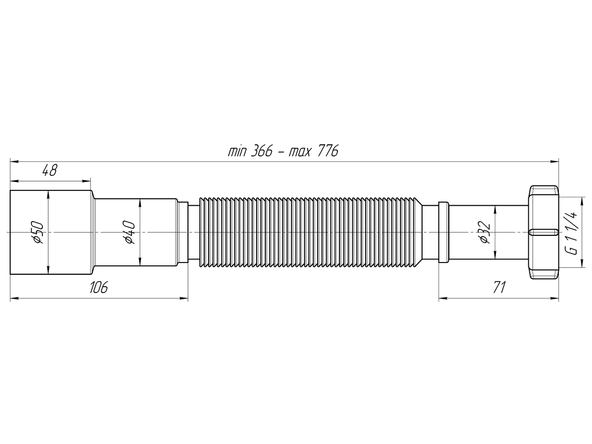 АНИ  К206 Гибкая труба 1"1/4*40/50 (800мм) (100шт)